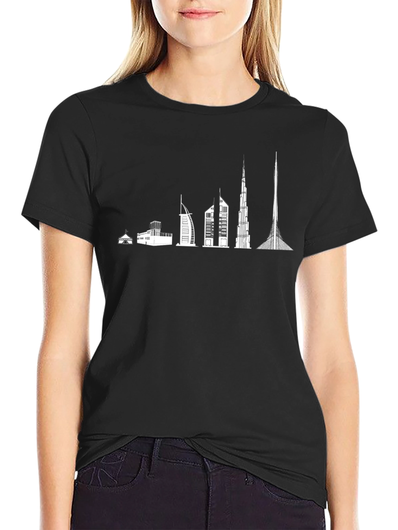 Dubai Skyline Evolution Black T-Shirt