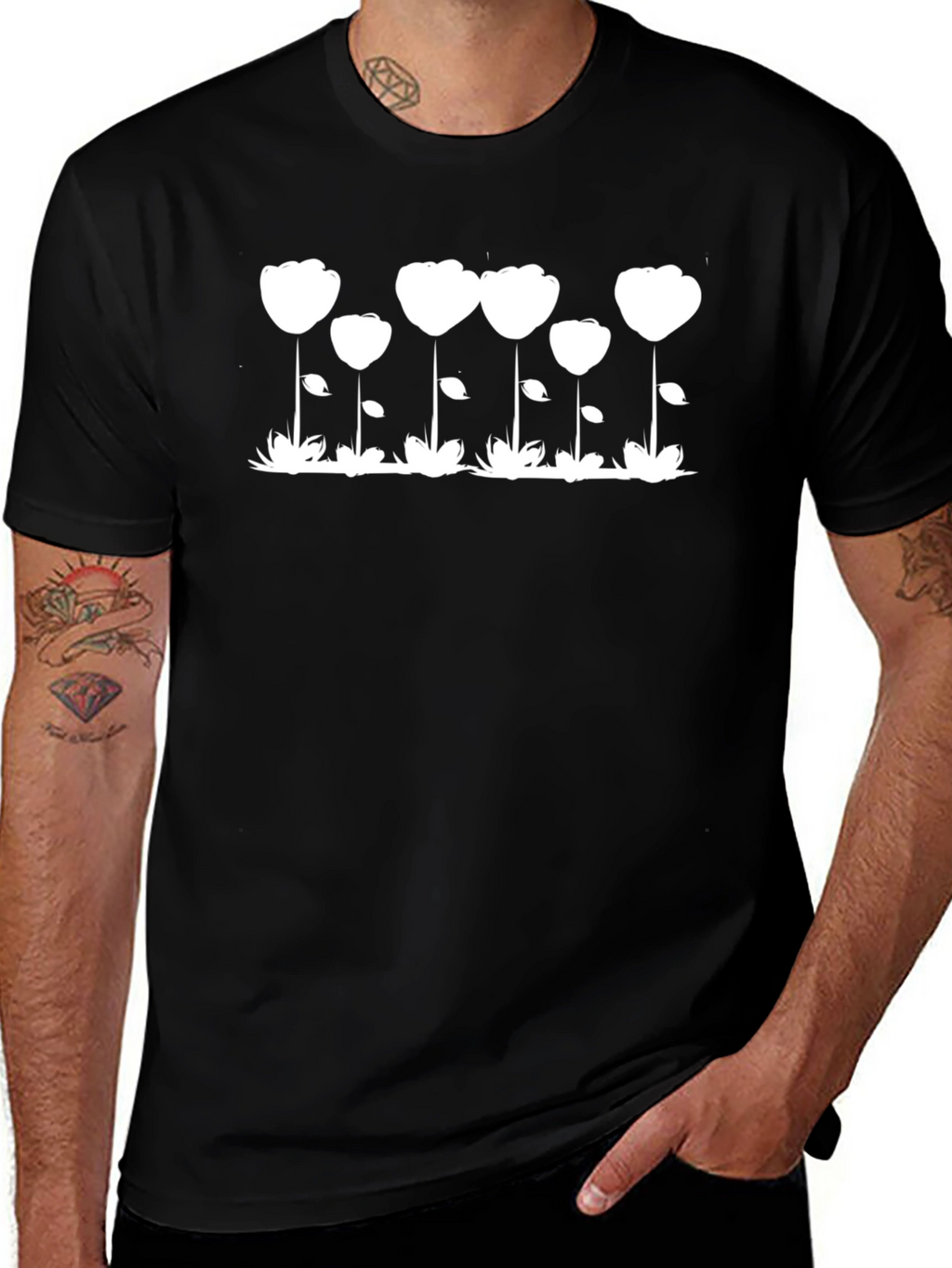 Floral Graphic Black T-Shirt