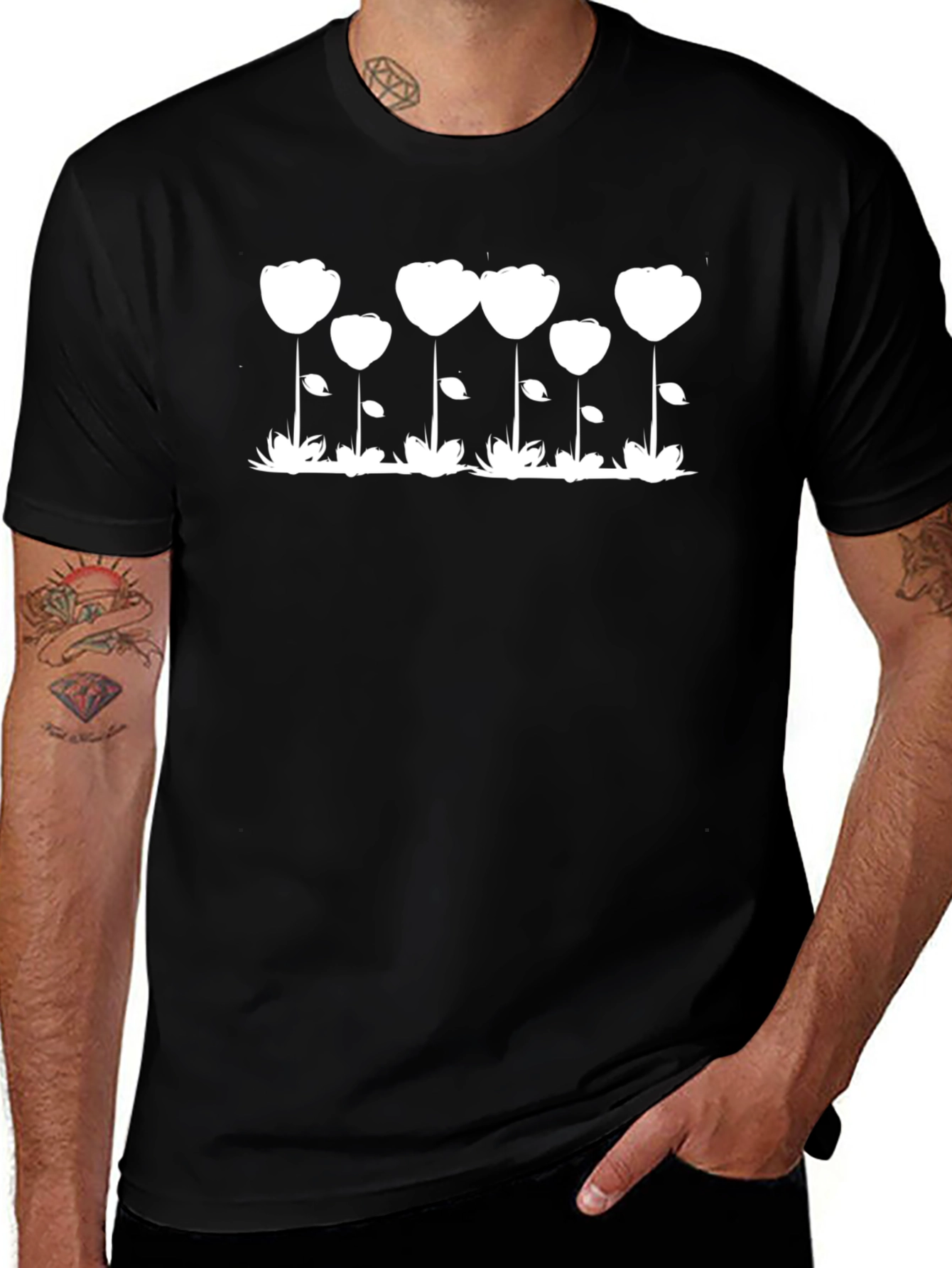 Floral Graphic Black T-Shirt