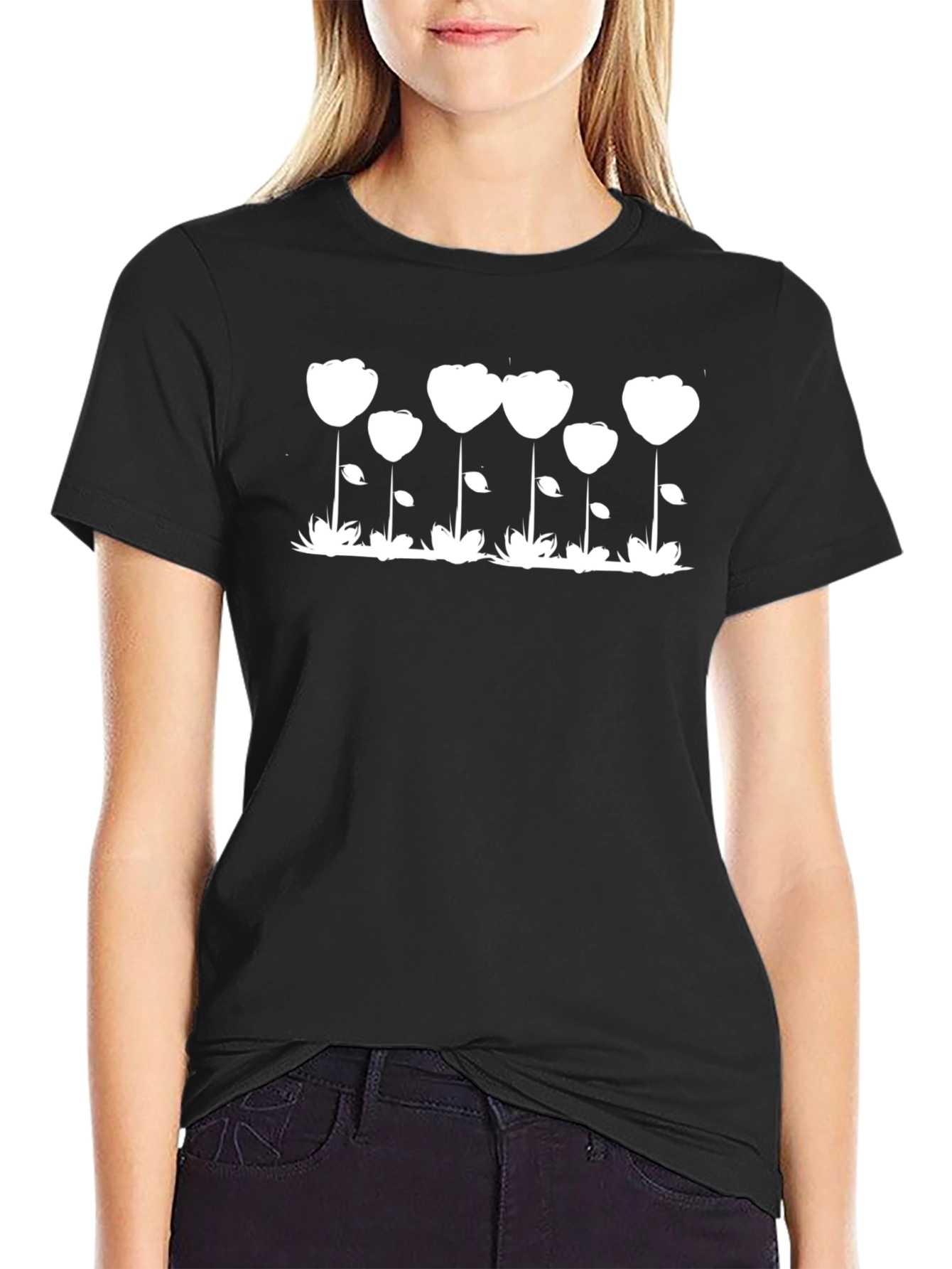 Floral Graphic Black T-Shirt