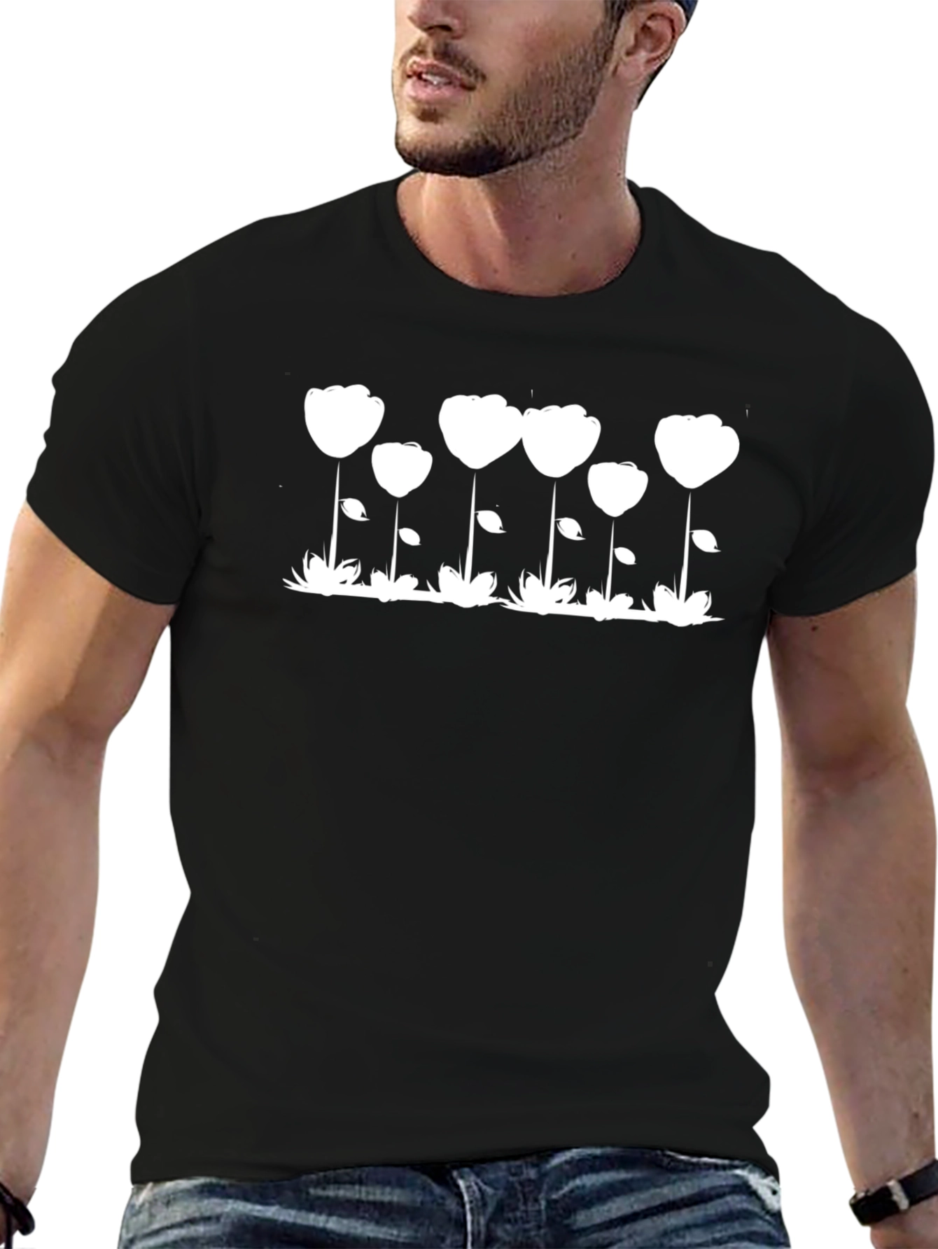 Floral Graphic Black T-Shirt