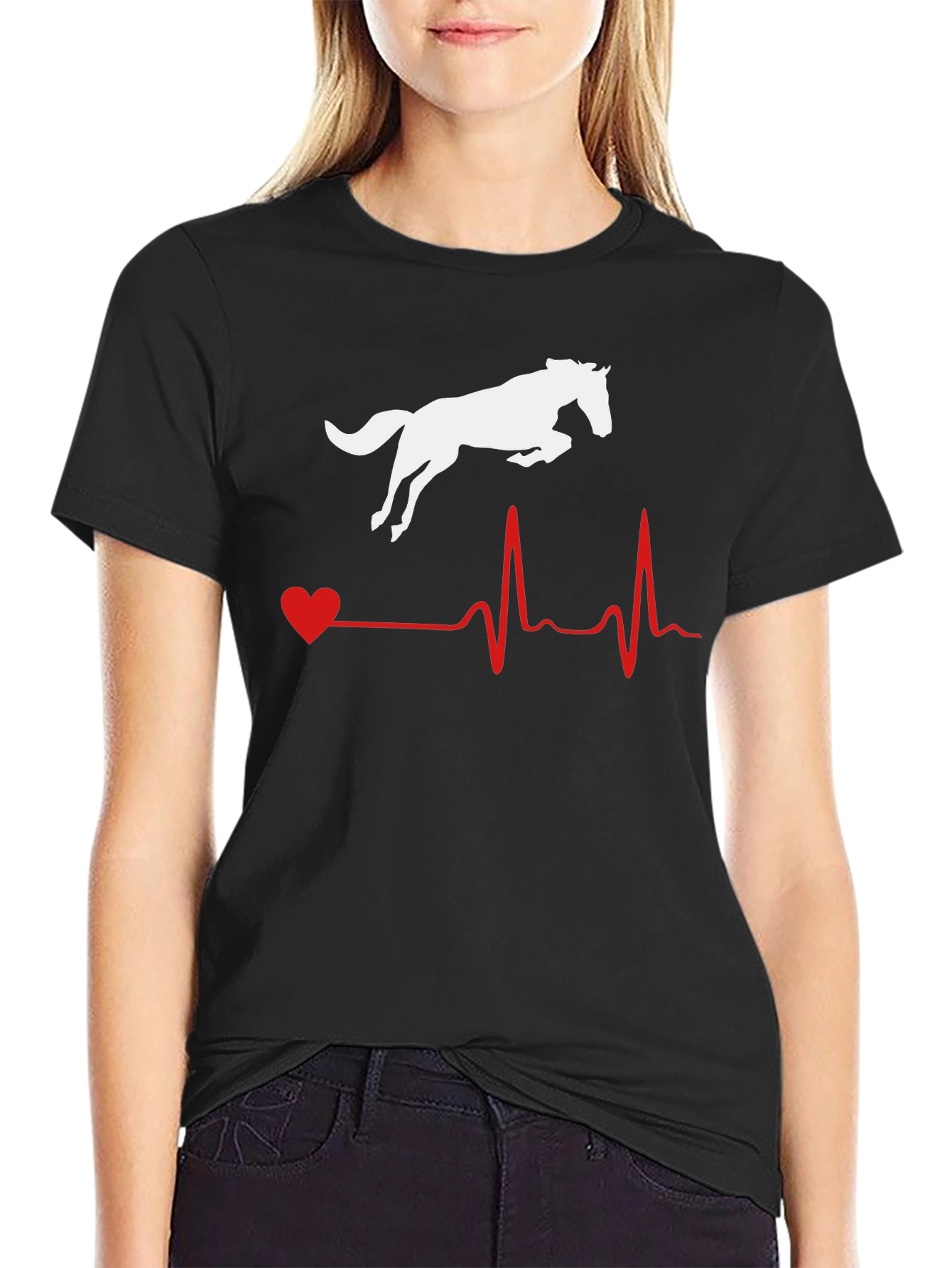 Horse Heartbeat Graphic Tee - Equestrian Lover Shirt