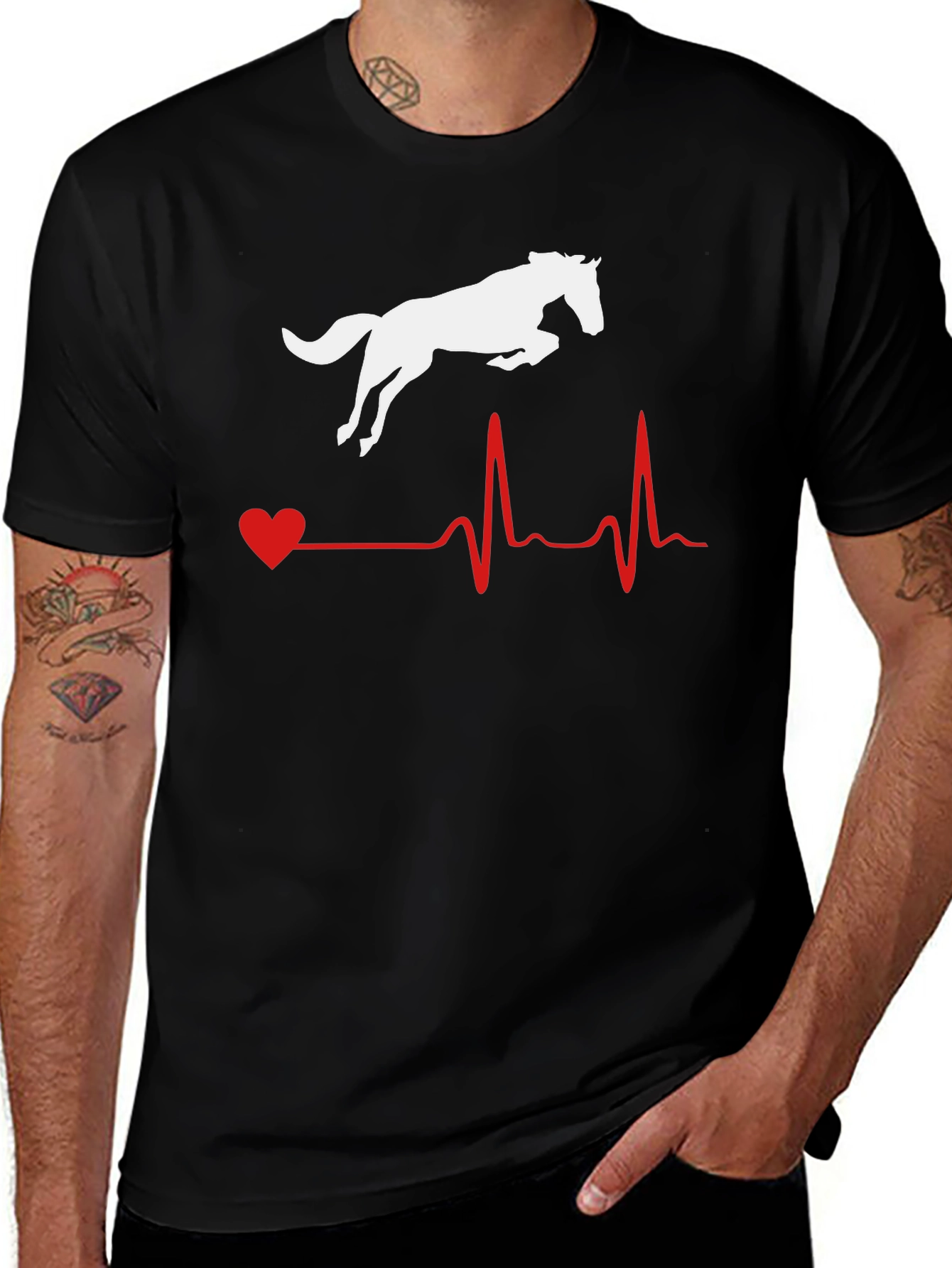 Horse Heartbeat Graphic Tee - Equestrian Lover Shirt