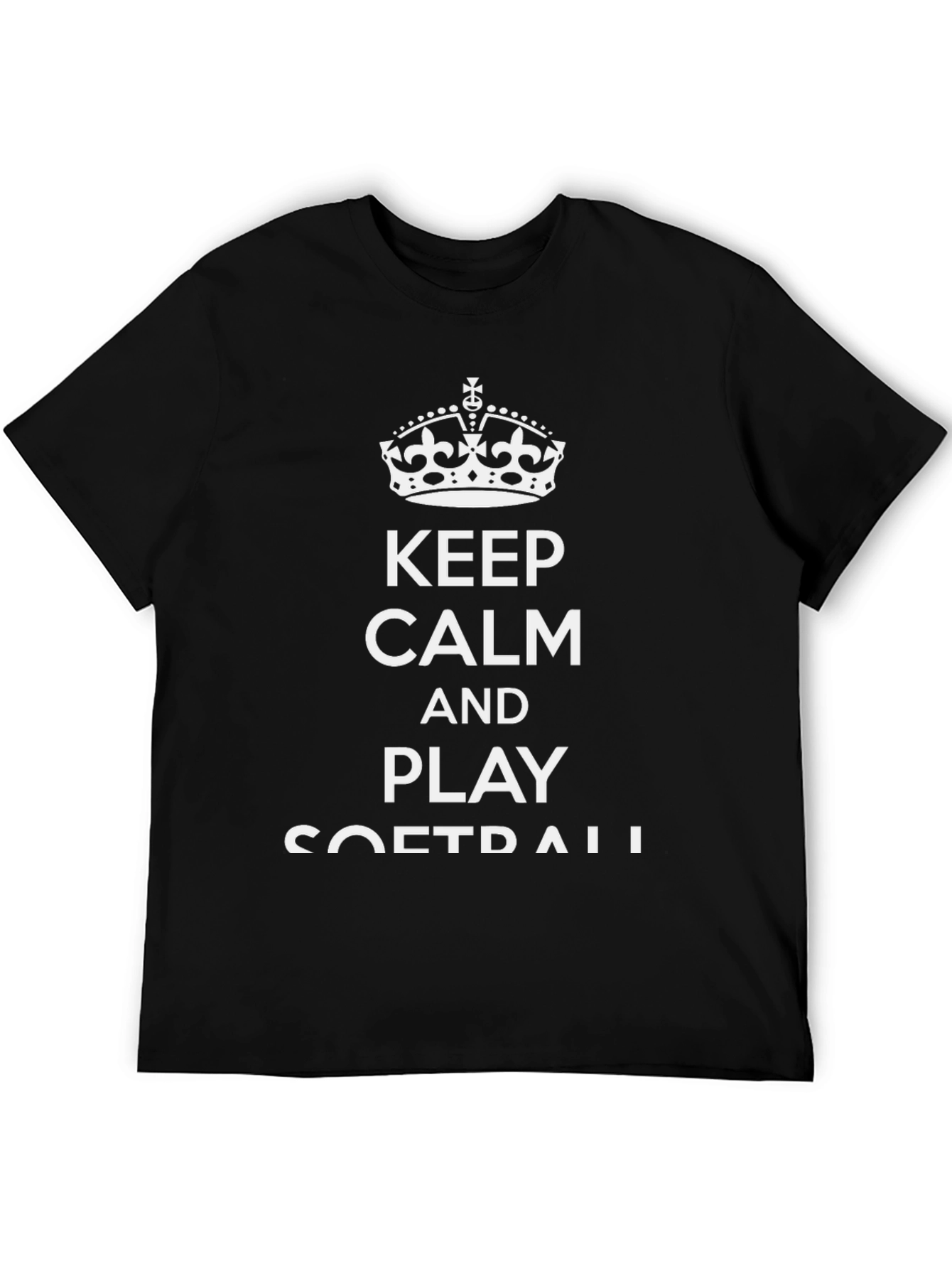 Keep Calm and Play Softball T-Shirt - Black Cotton Tee