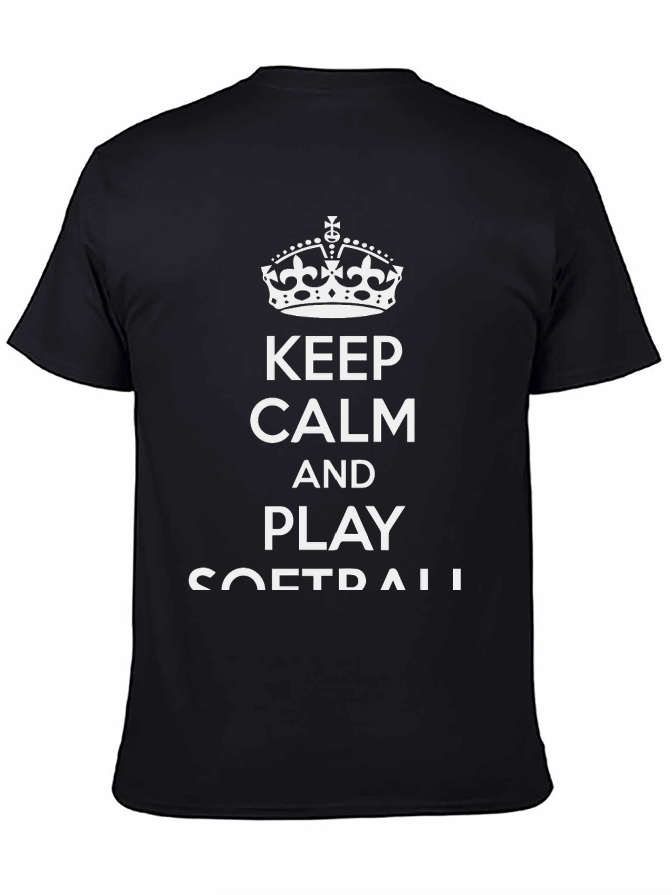 Keep Calm and Play Softball T-Shirt - Black Cotton Tee