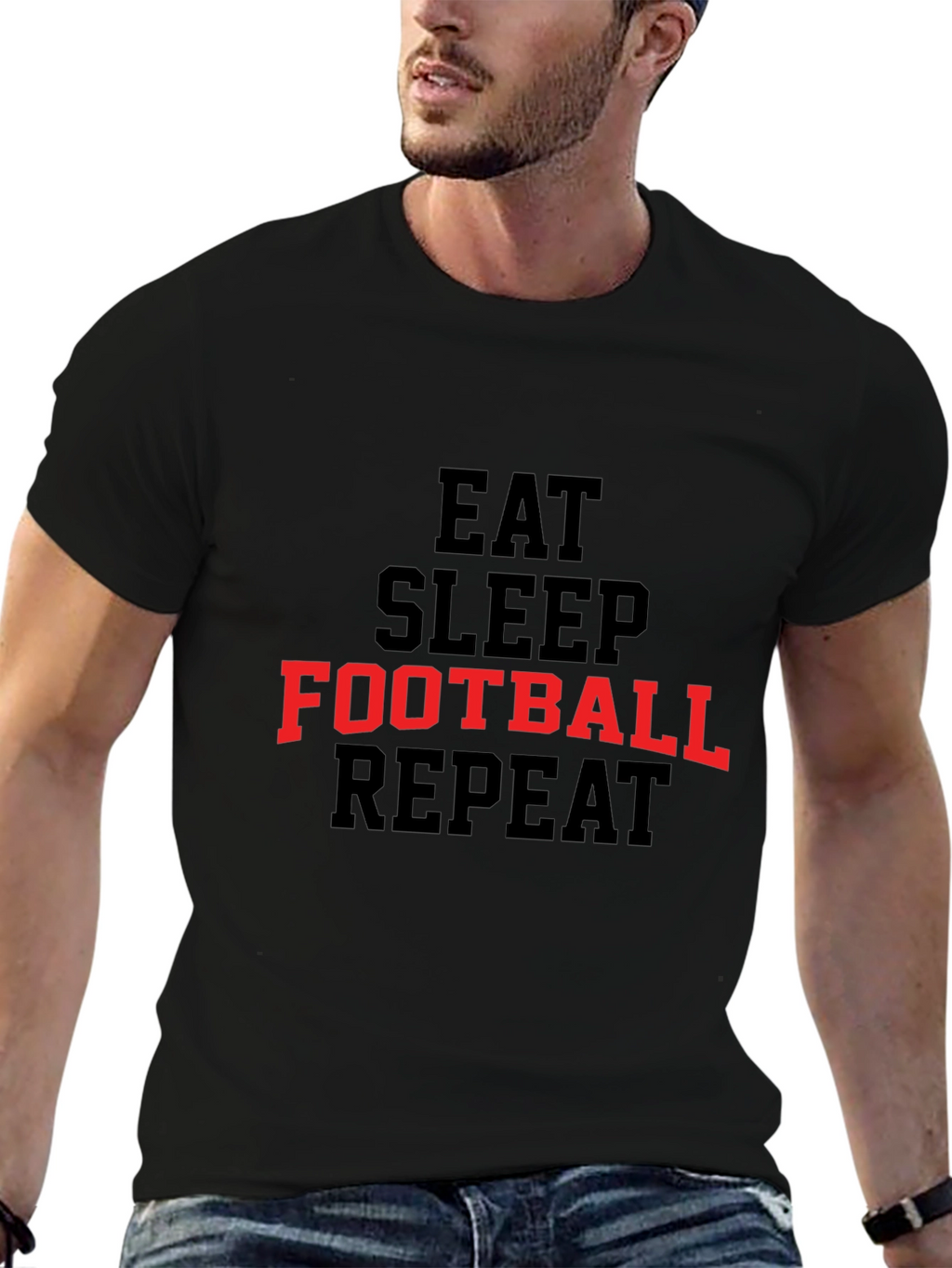 Eat Sleep Football Repeat Graphic Tee