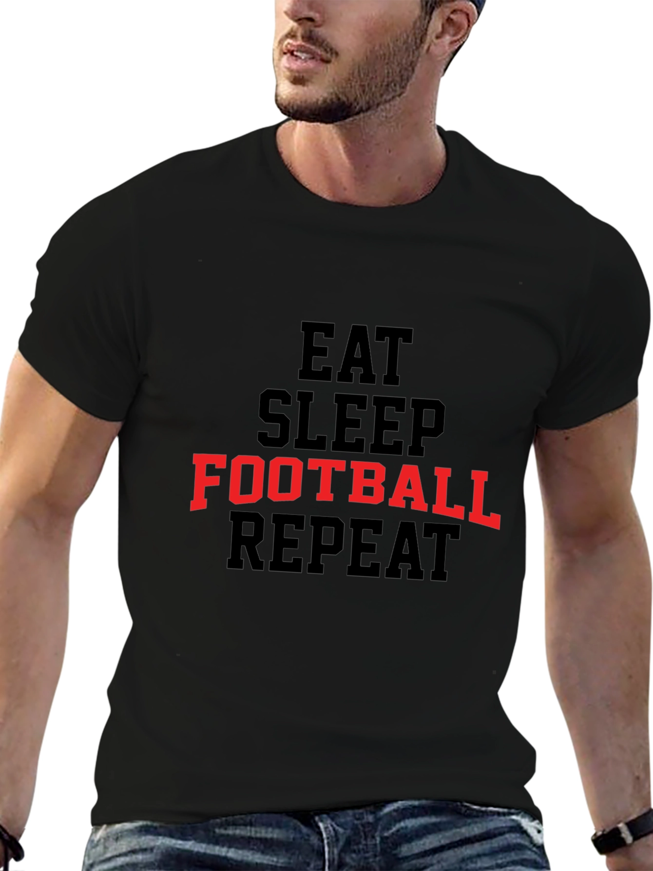 Eat Sleep Football Repeat Graphic Tee
