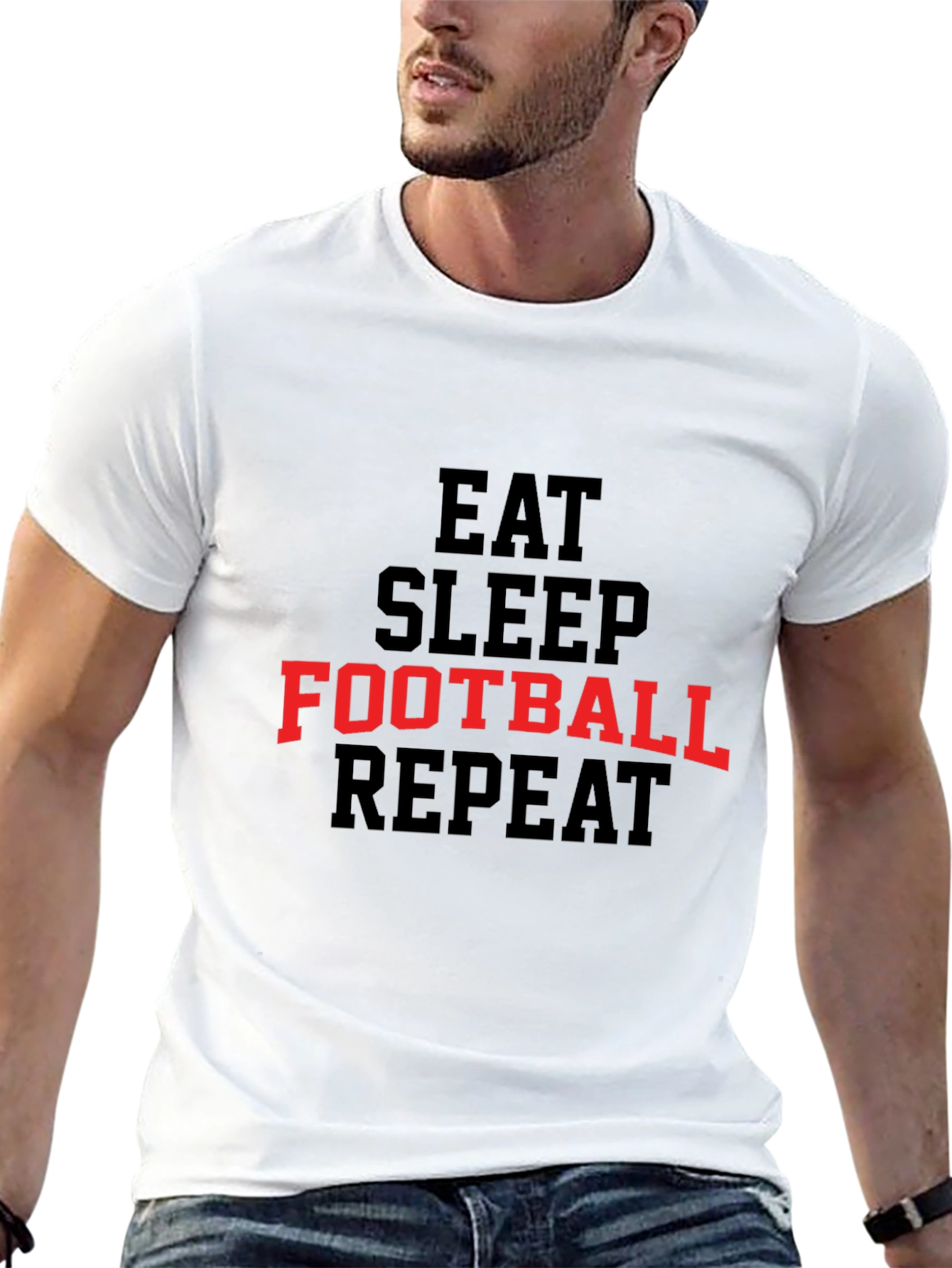 Eat Sleep Football Repeat Graphic Tee