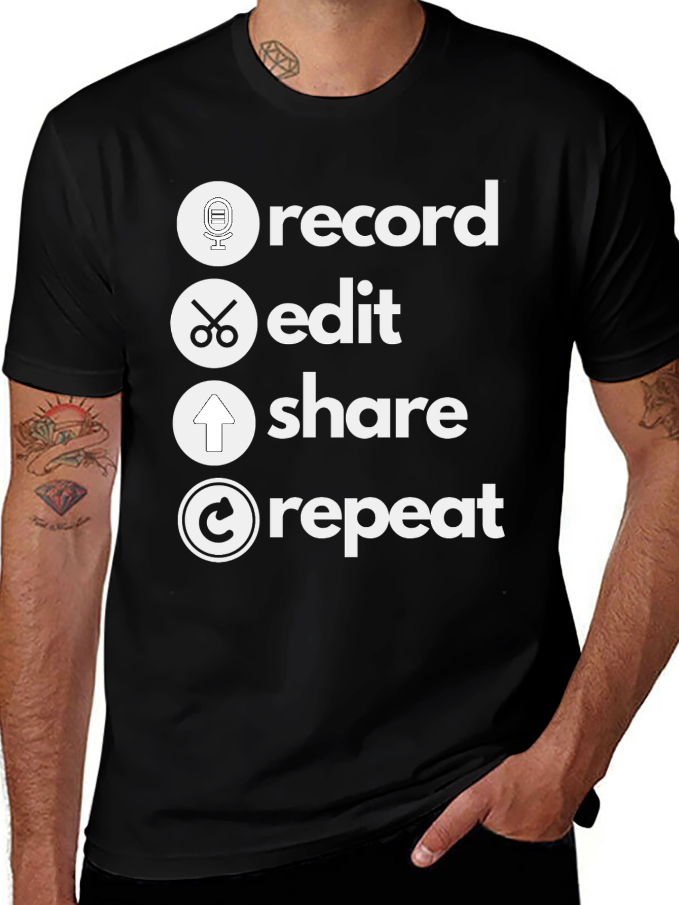 Record Edit Share Repeat T-Shirt - Musicians Tee