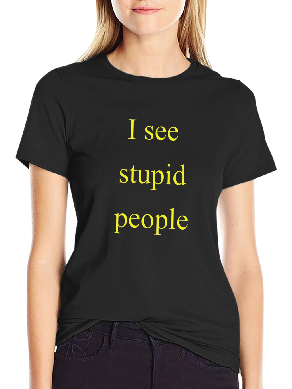 I See Stupid People Black T-Shirt
