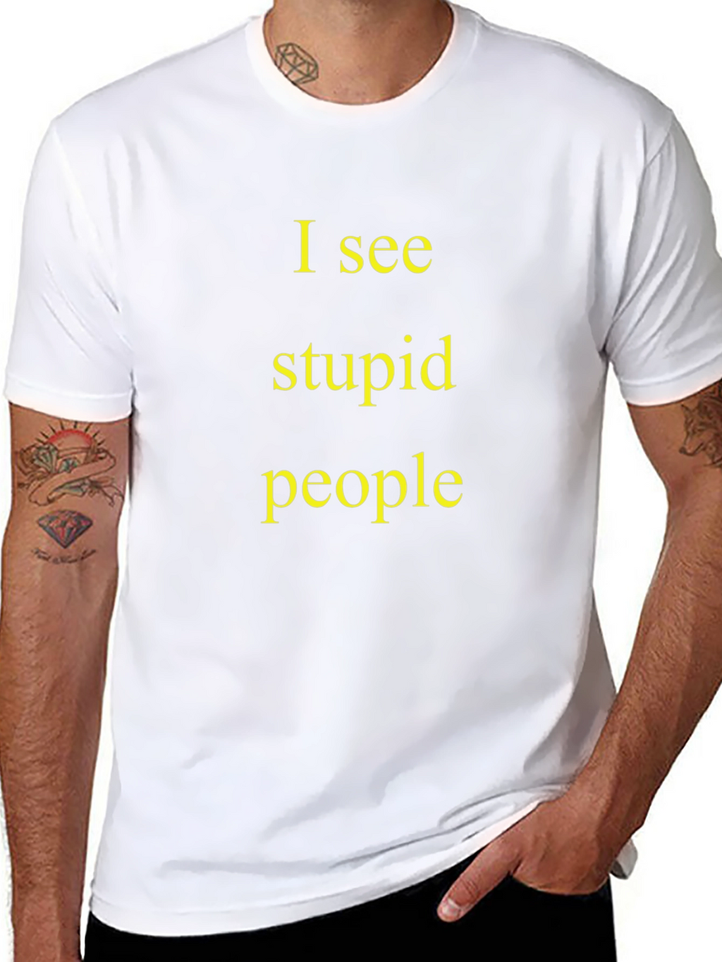 I See Stupid People Black T-Shirt