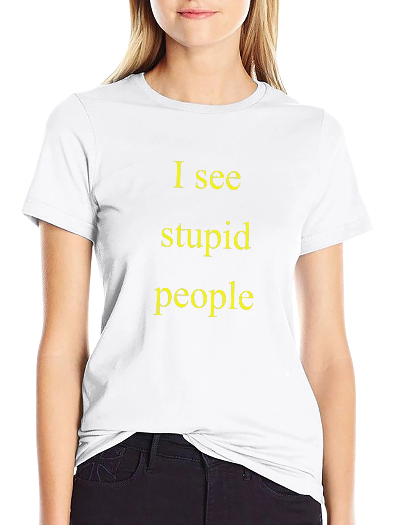 I See Stupid People Black T-Shirt