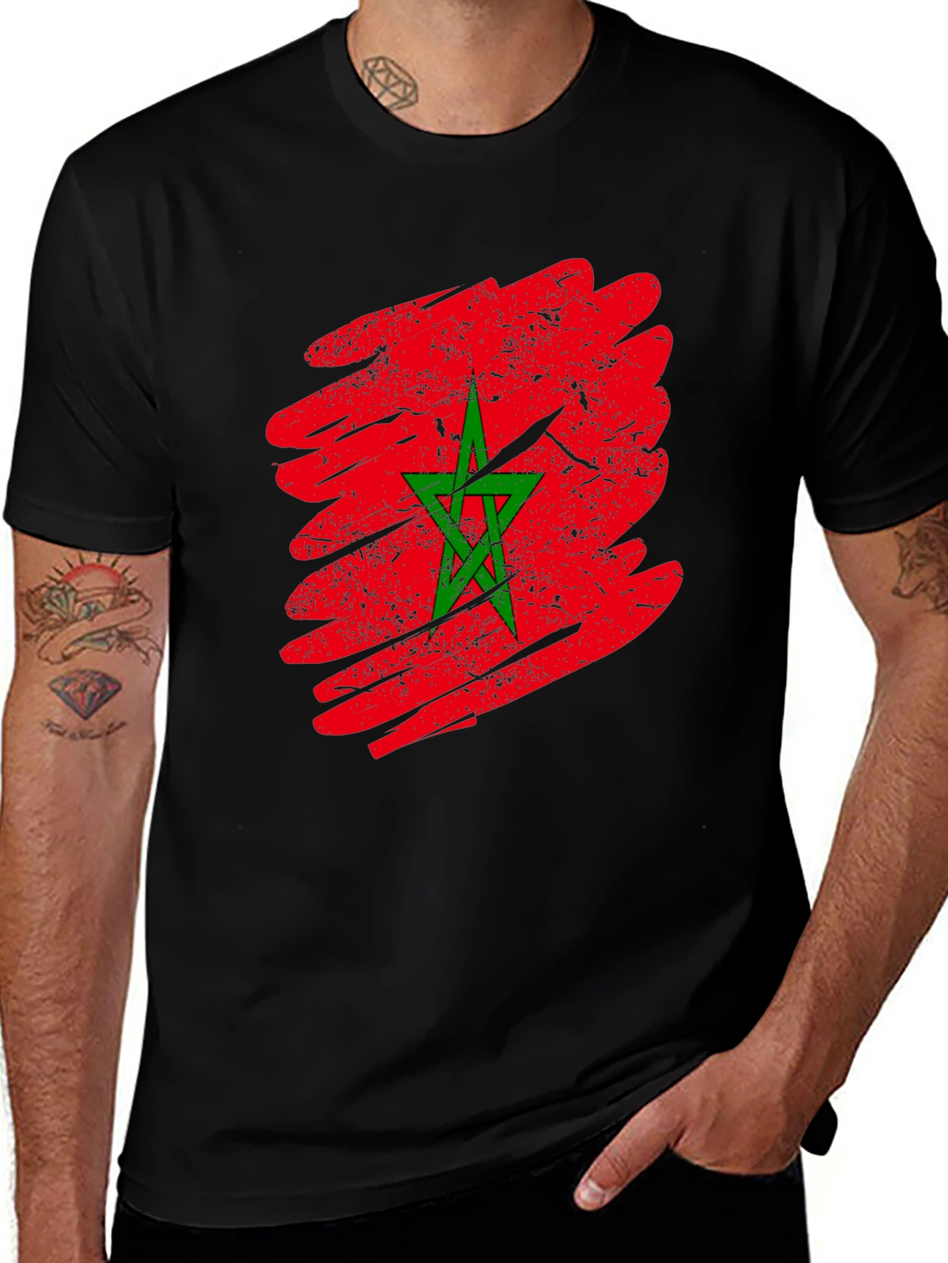 Morocco Flag T-Shirt - Distressed Graphic Tee