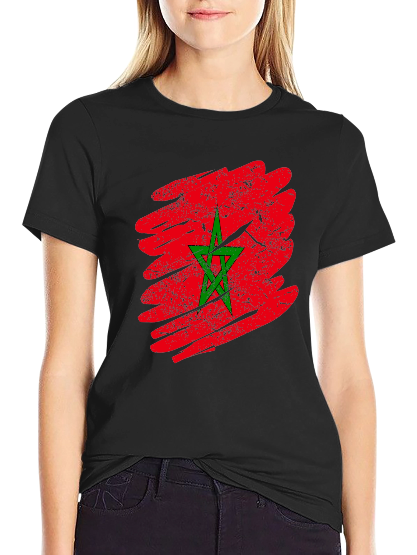 Morocco Flag T-Shirt - Distressed Graphic Tee
