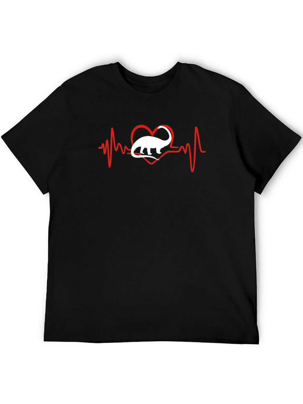 Dino Heartbeat T-Shirt - Black Cotton Tee