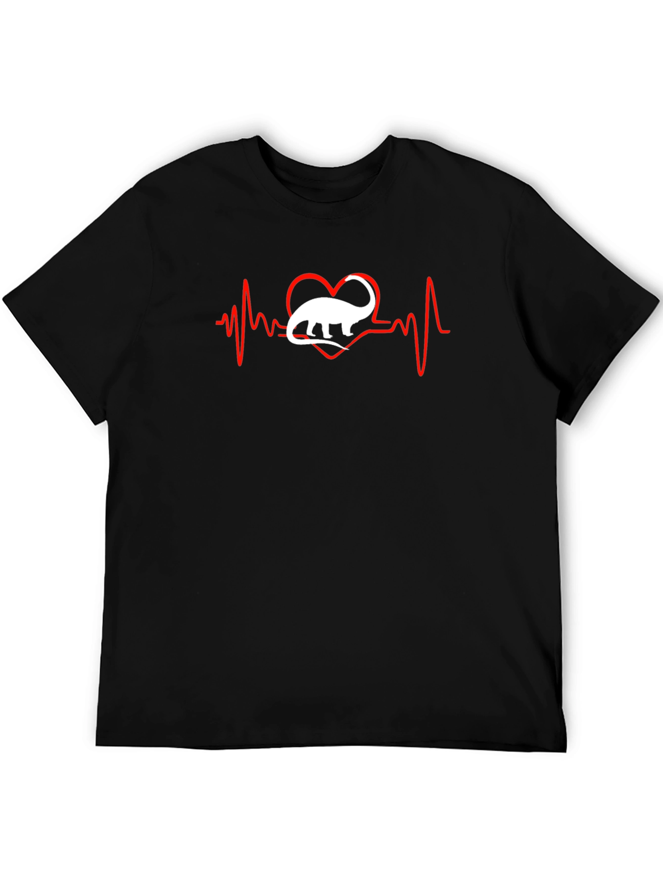 Dino Heartbeat T-Shirt - Black Cotton Tee