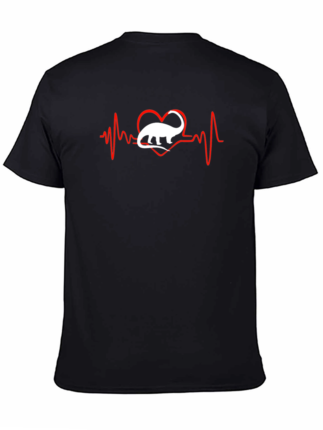 Dino Heartbeat T-Shirt - Black Cotton Tee