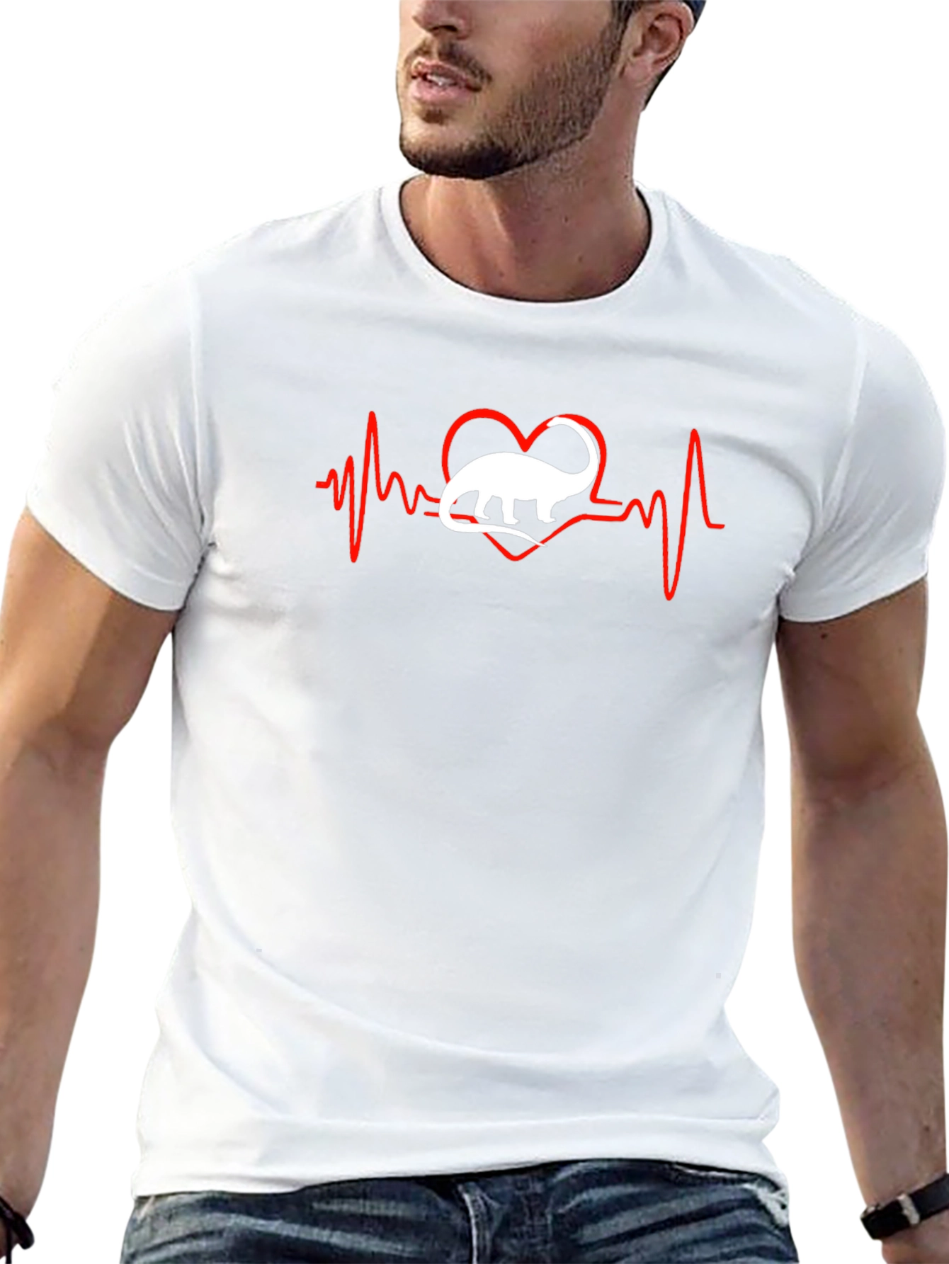 Dino Heartbeat T-Shirt - Black Cotton Tee