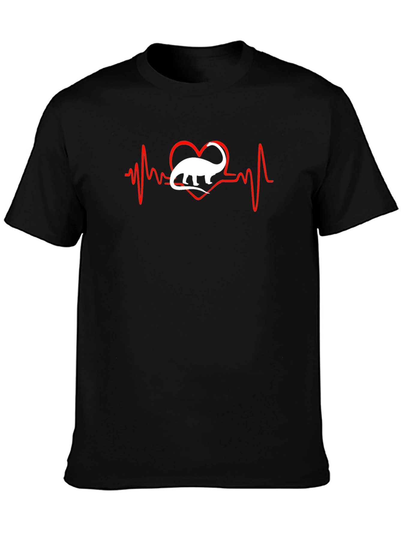 Dino Heartbeat T-Shirt - Black Cotton Tee