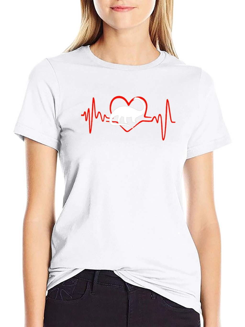 Dino Heartbeat T-Shirt - Black Cotton Tee