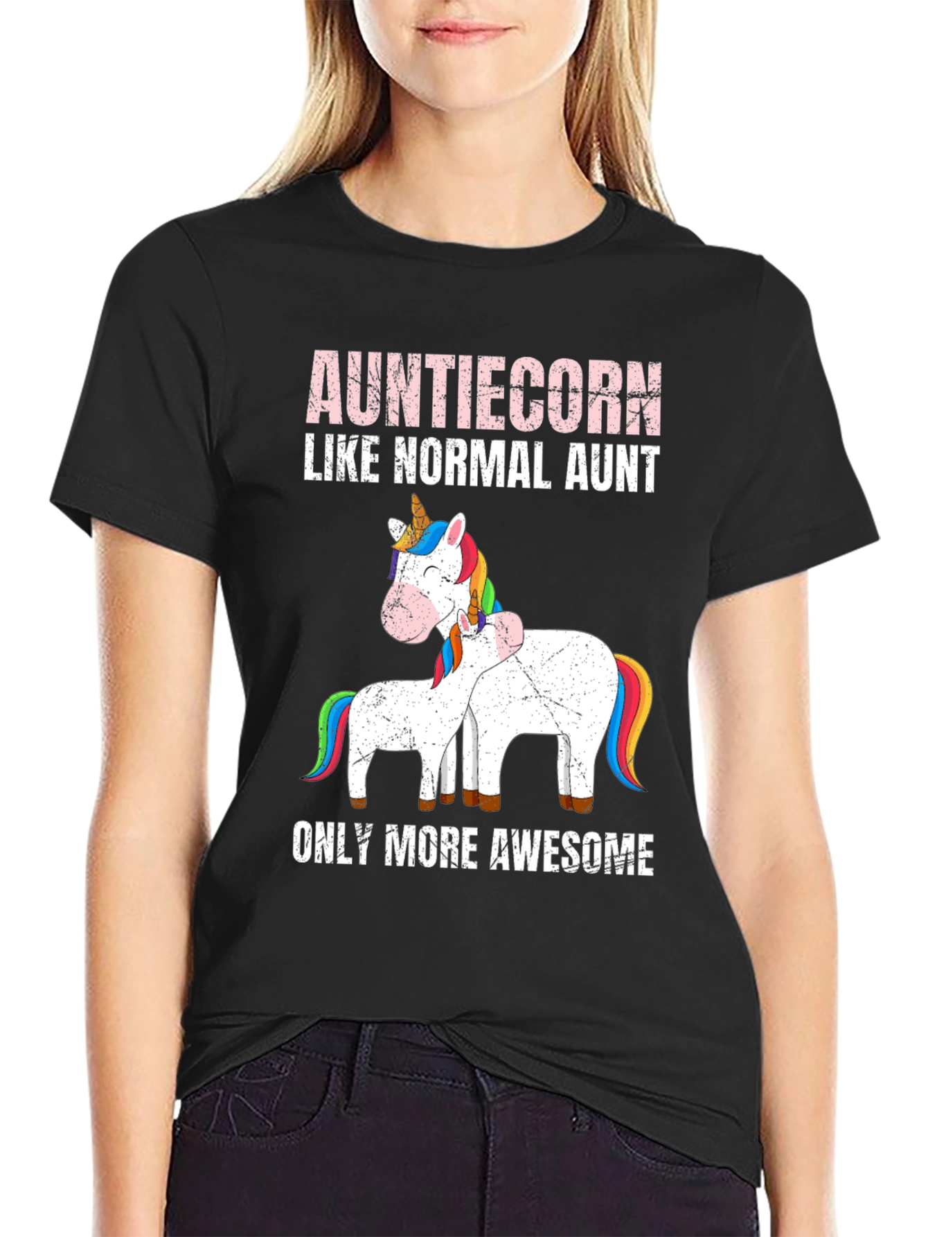 Auntiecorn Unicorn Graphic Tee - Awesome Aunt Shirt