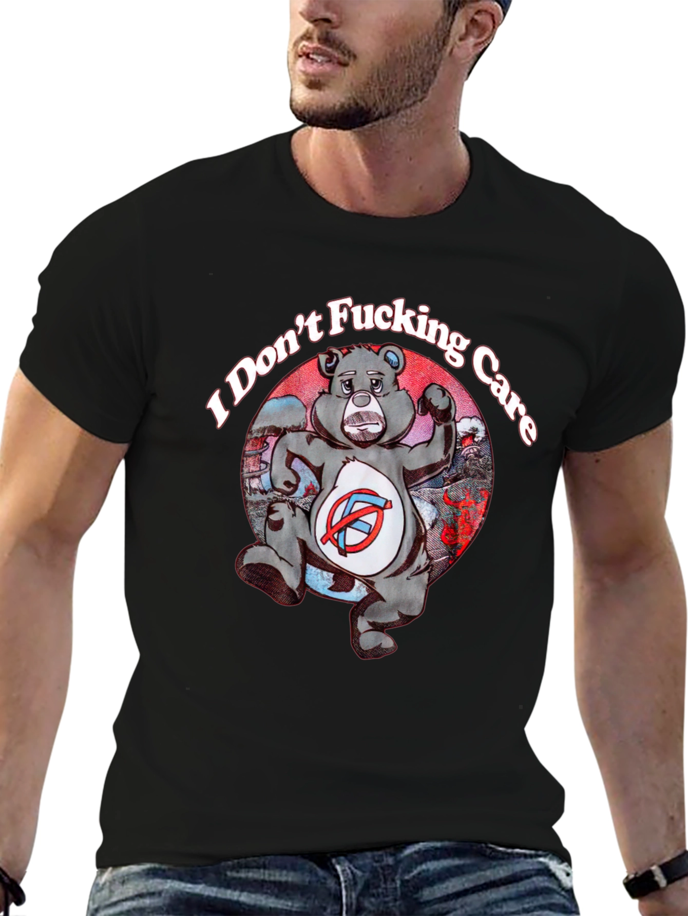 I Dont Fucking Care Bear Graphic T-Shirt