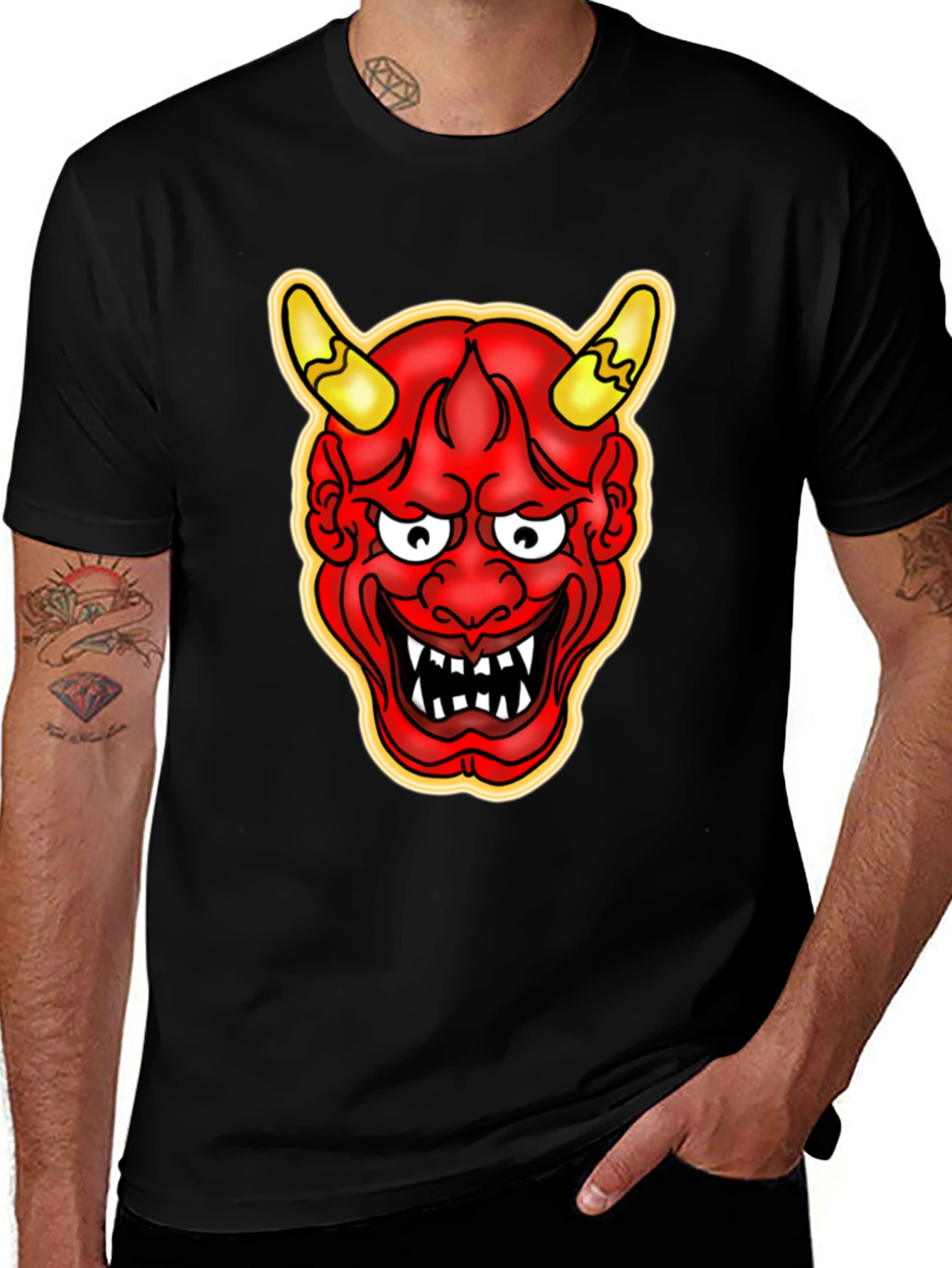 Hannya Oni Mask Graphic Tee - Japanese Demon T-Shirt