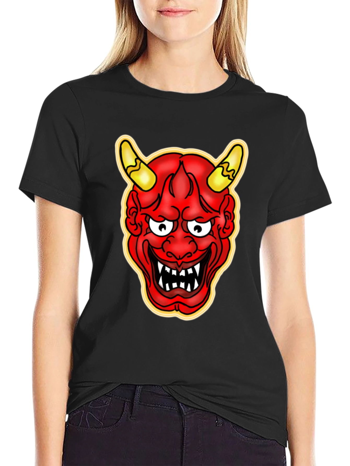 Hannya Oni Mask Graphic Tee - Japanese Demon T-Shirt