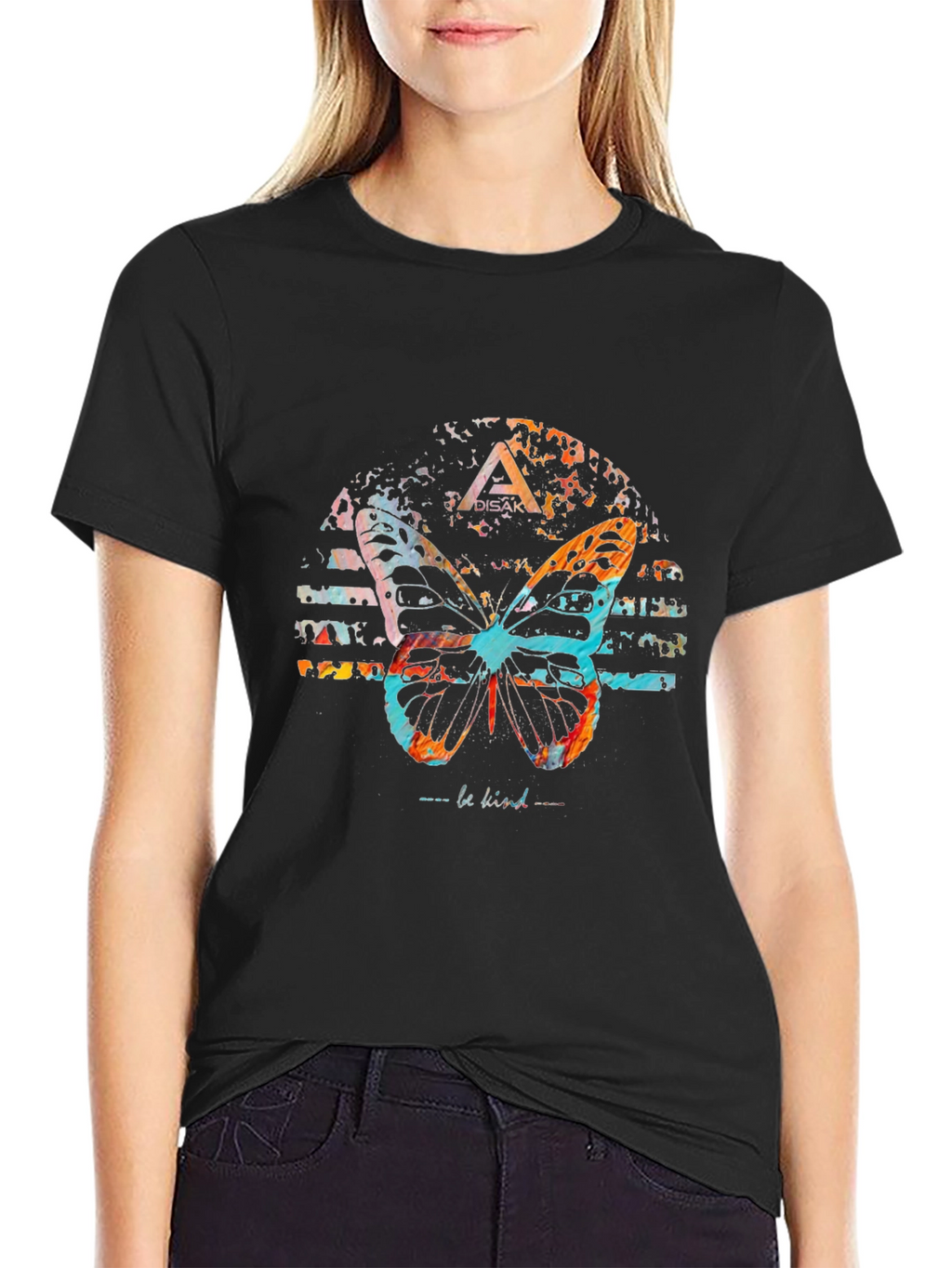 Butterfly Graphic Print Black Tee