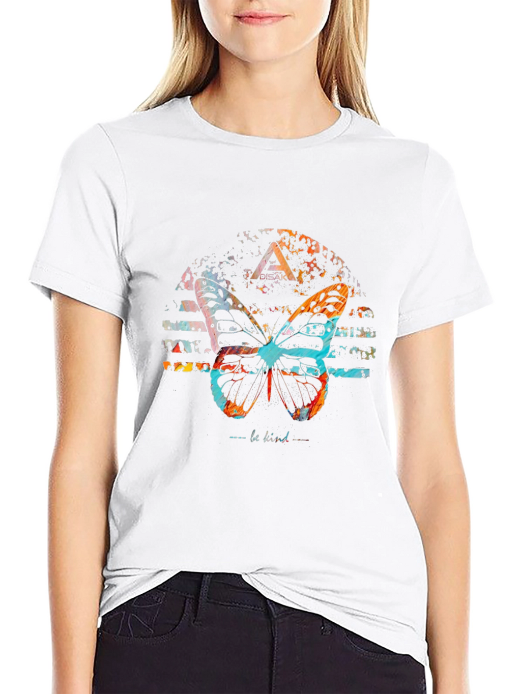 Butterfly Graphic Print Black Tee