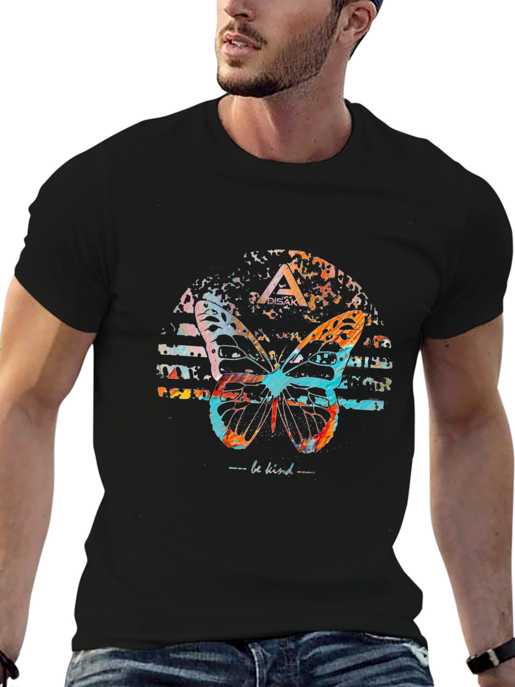 Butterfly Graphic Print Black Tee
