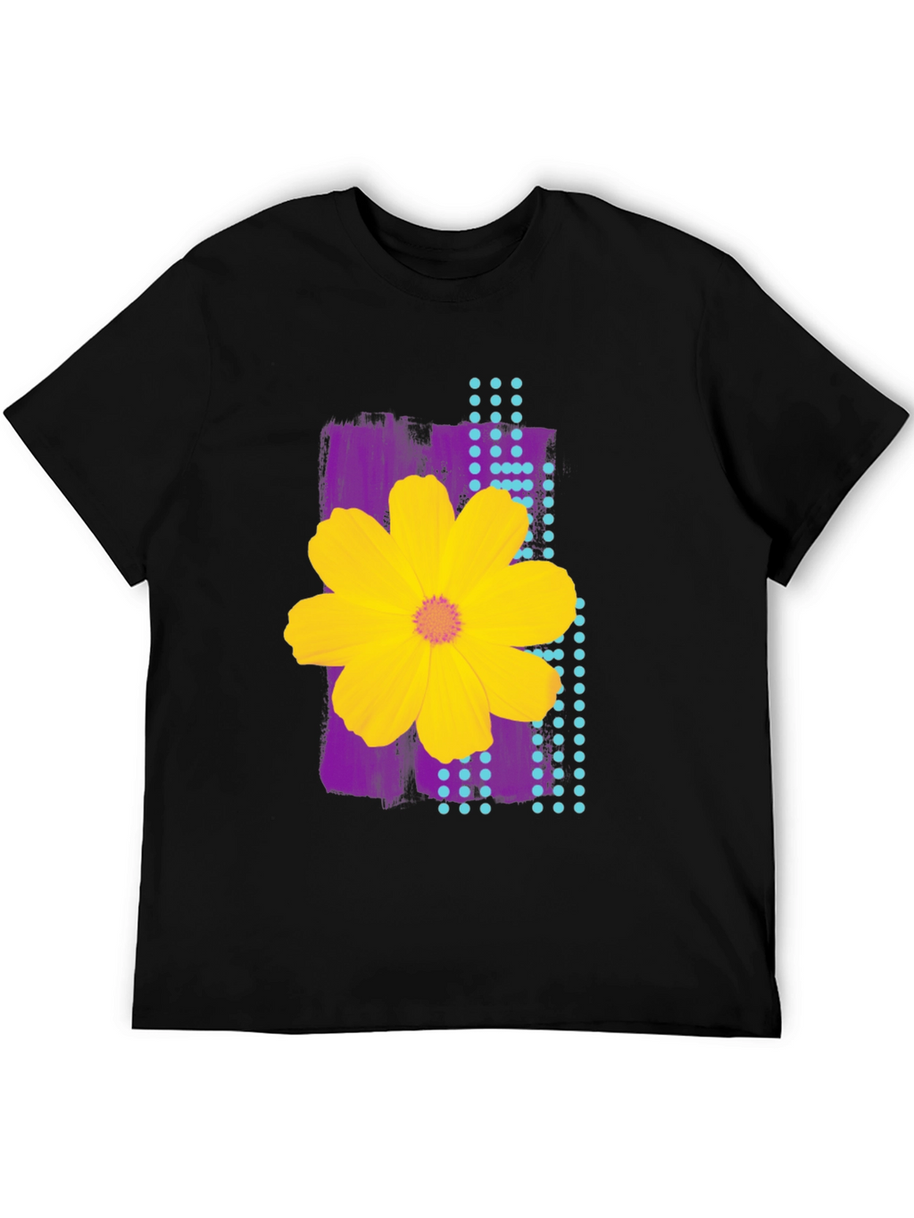Floral Graphic Print Mens Black T-Shirt