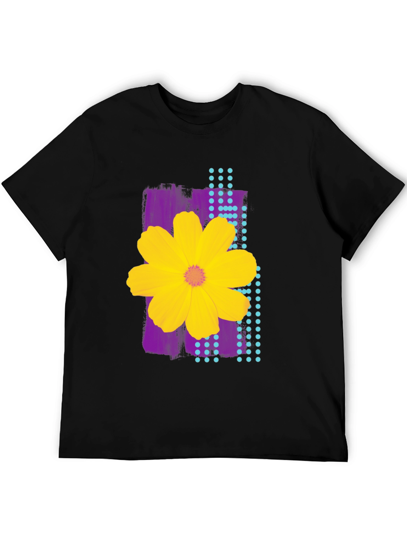 Floral Graphic Print Mens Black T-Shirt