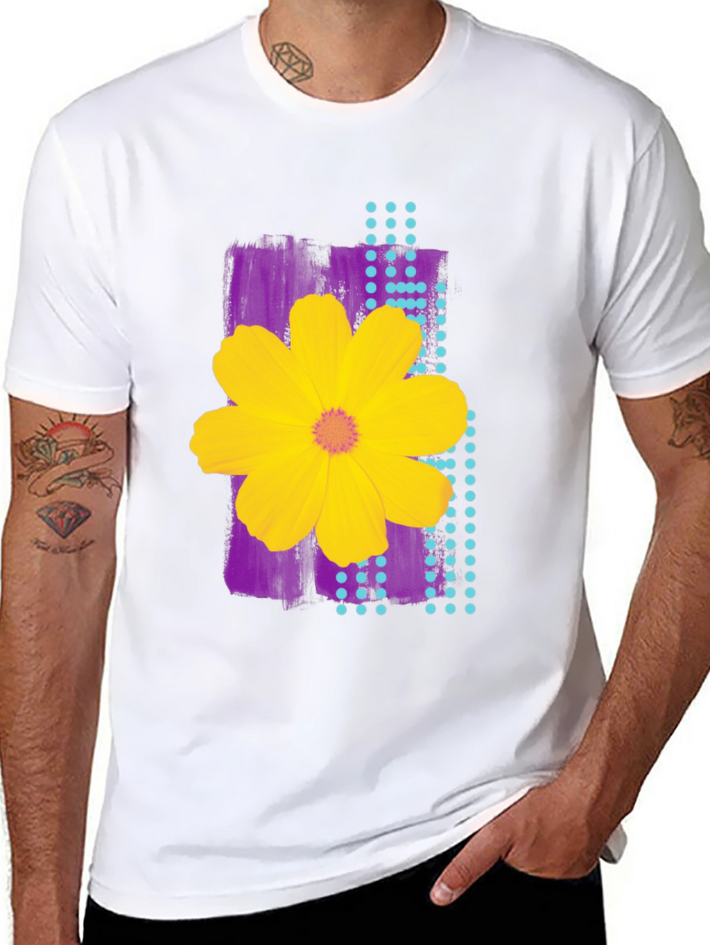Floral Graphic Print Mens Black T-Shirt