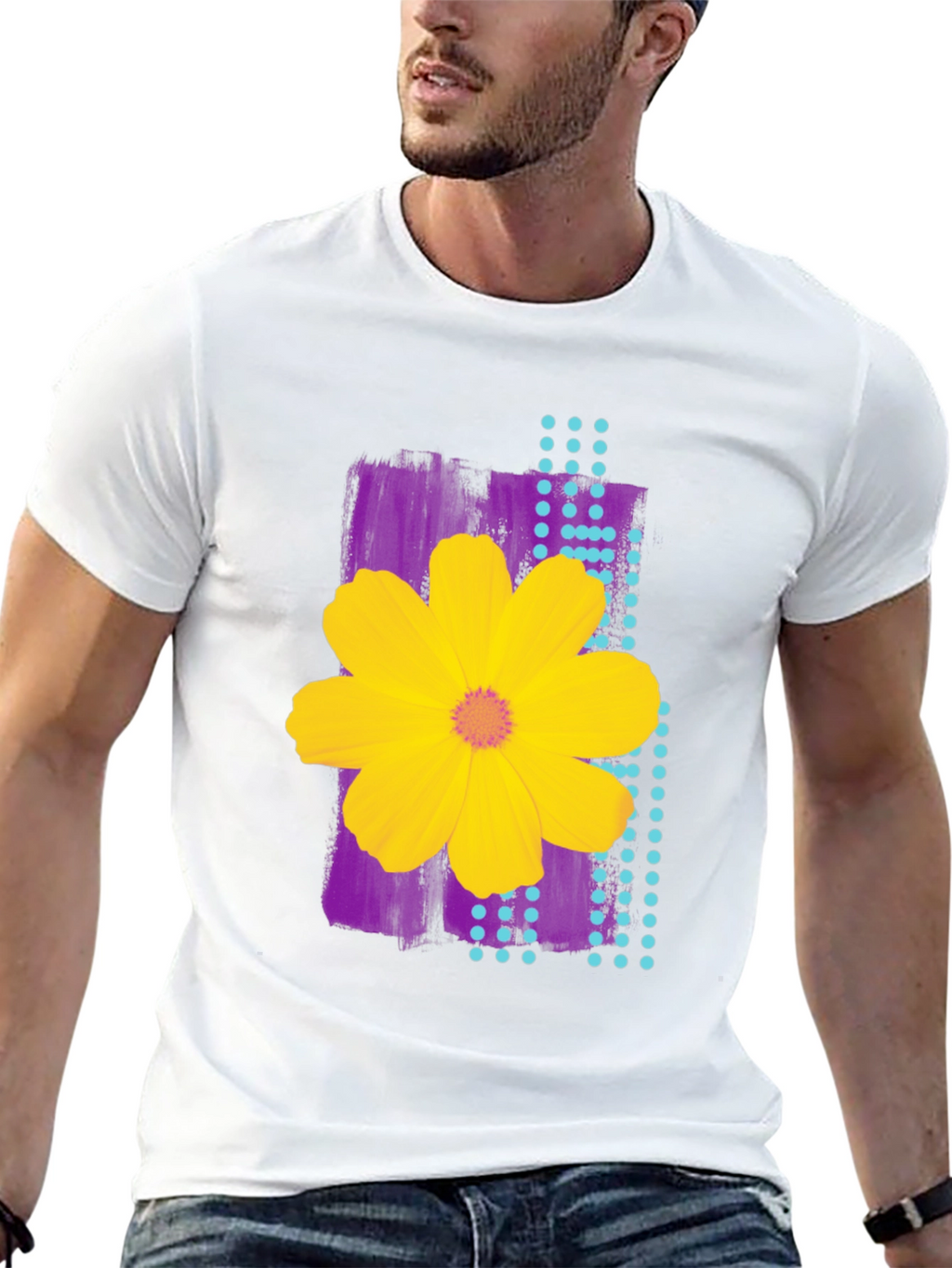 Floral Graphic Print Mens Black T-Shirt