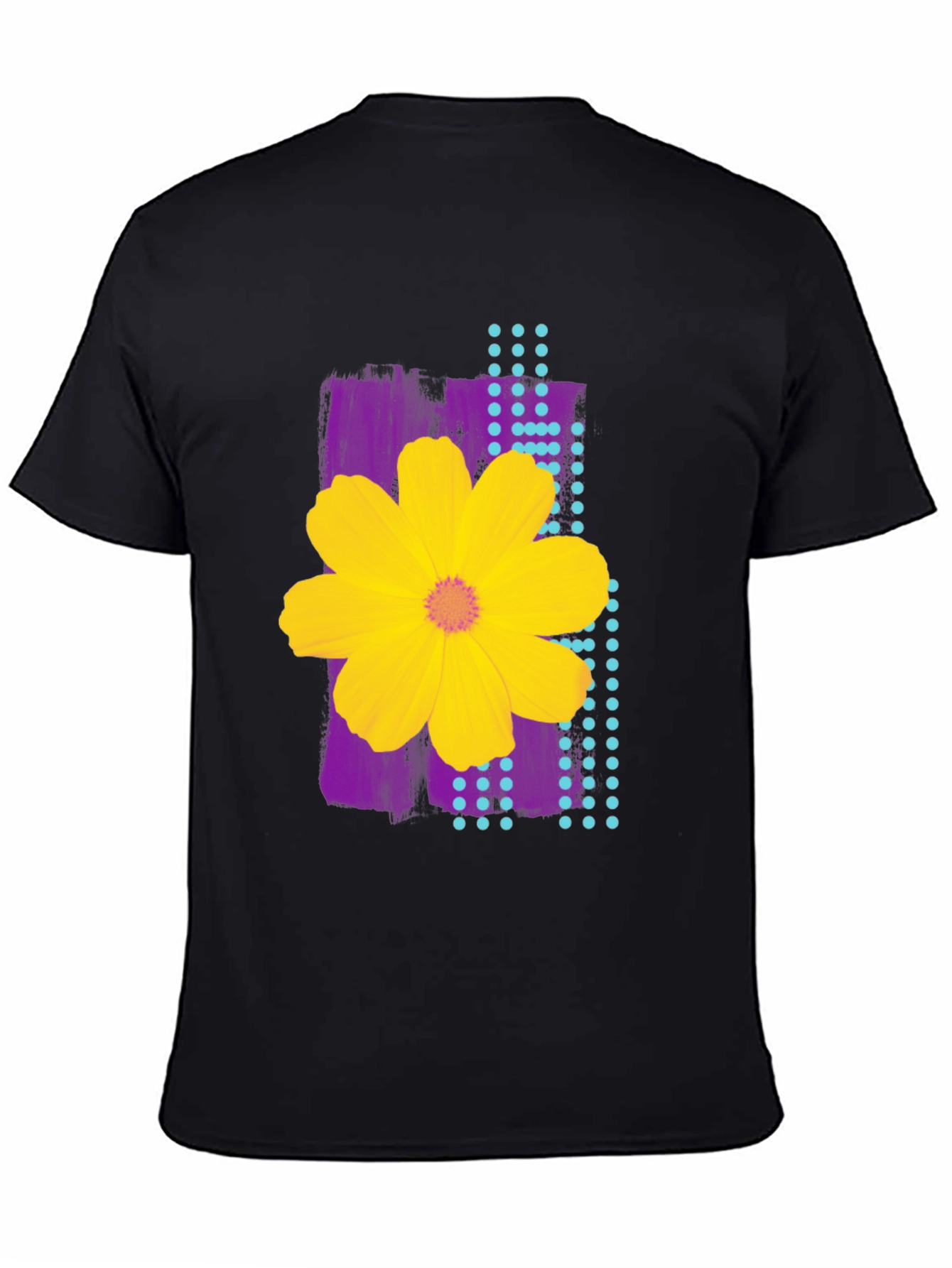 Floral Graphic Print Mens Black T-Shirt