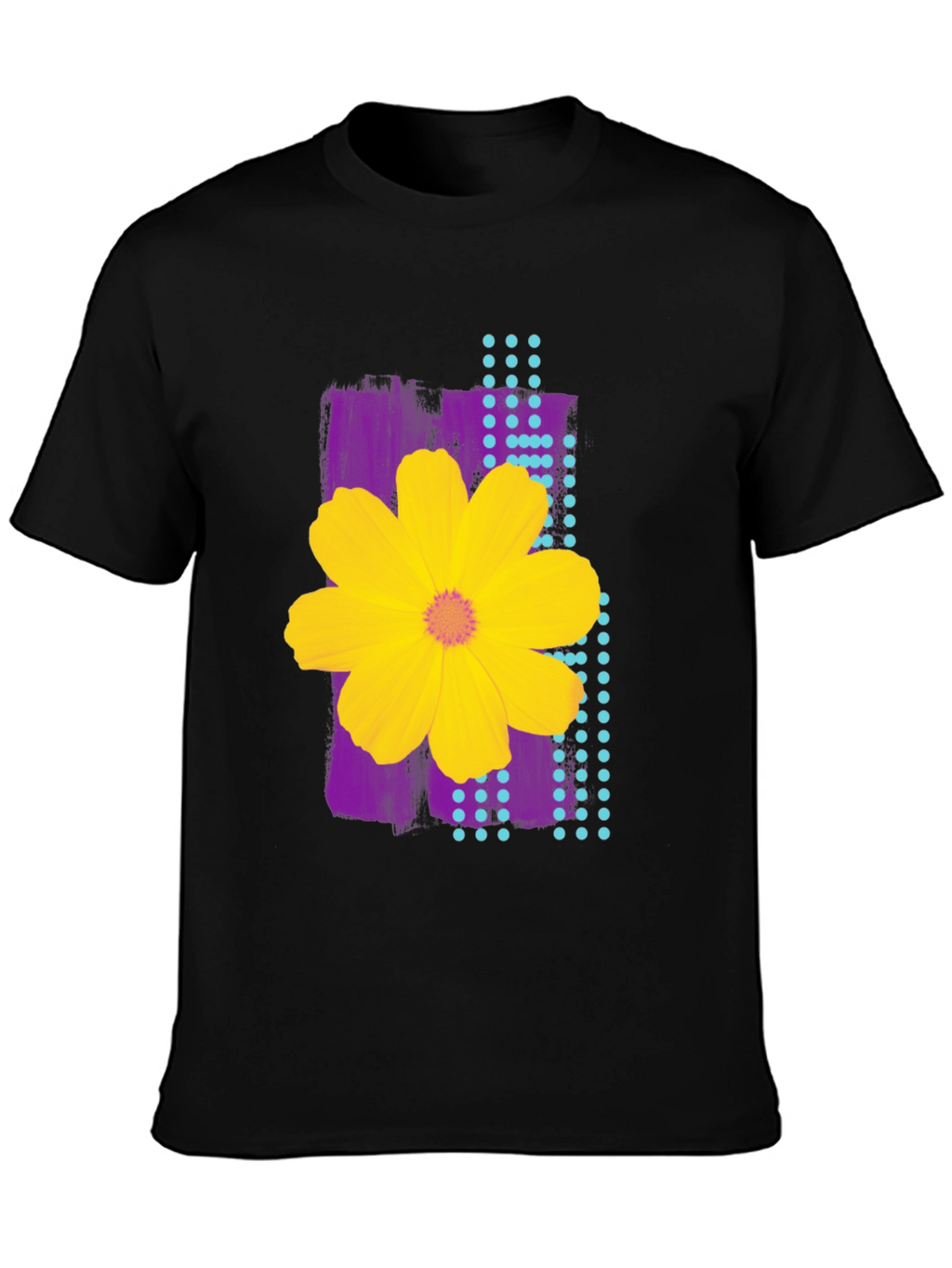 Floral Graphic Print Mens Black T-Shirt