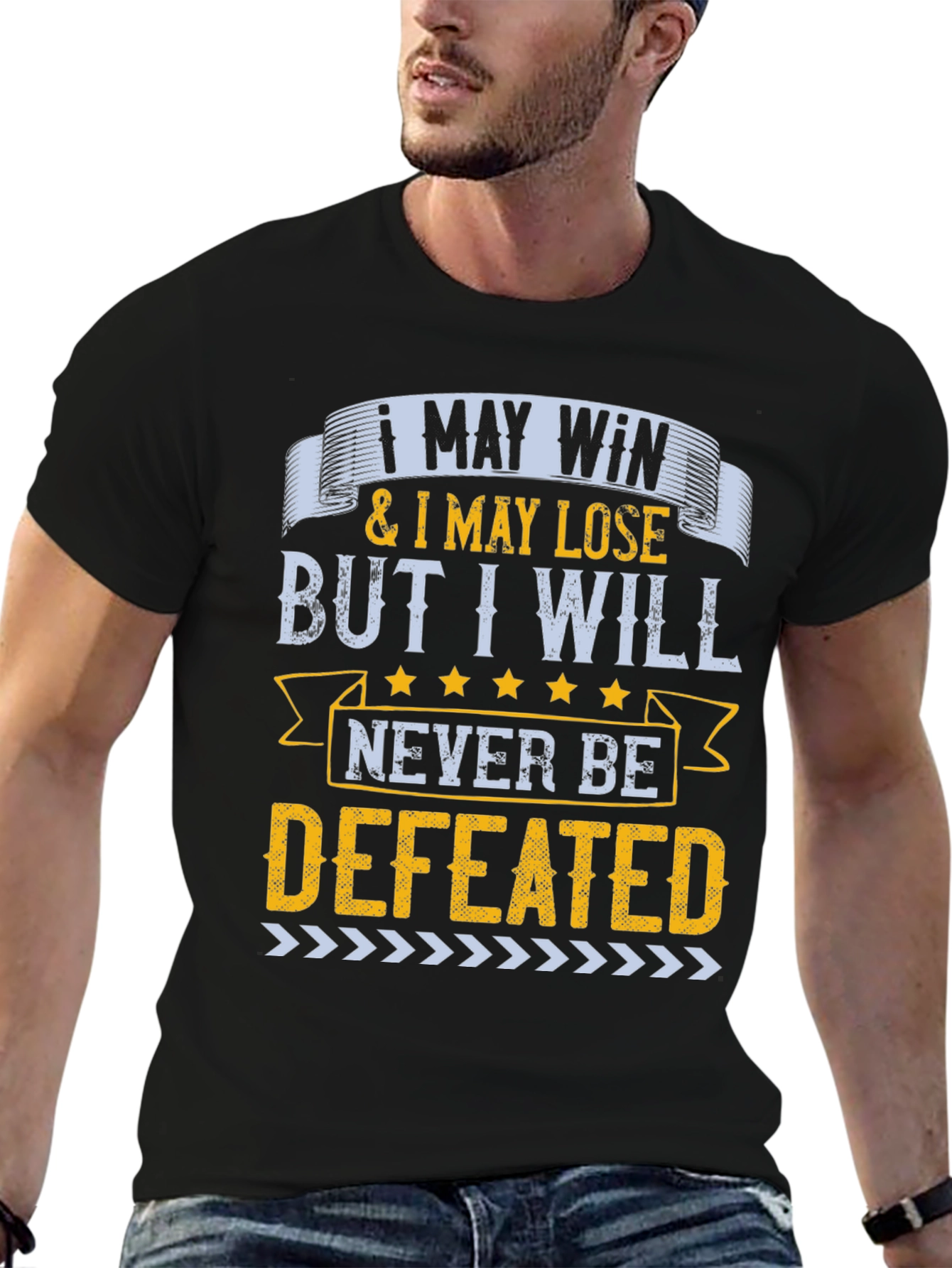 Motivational Never Defeated Graphic Tee