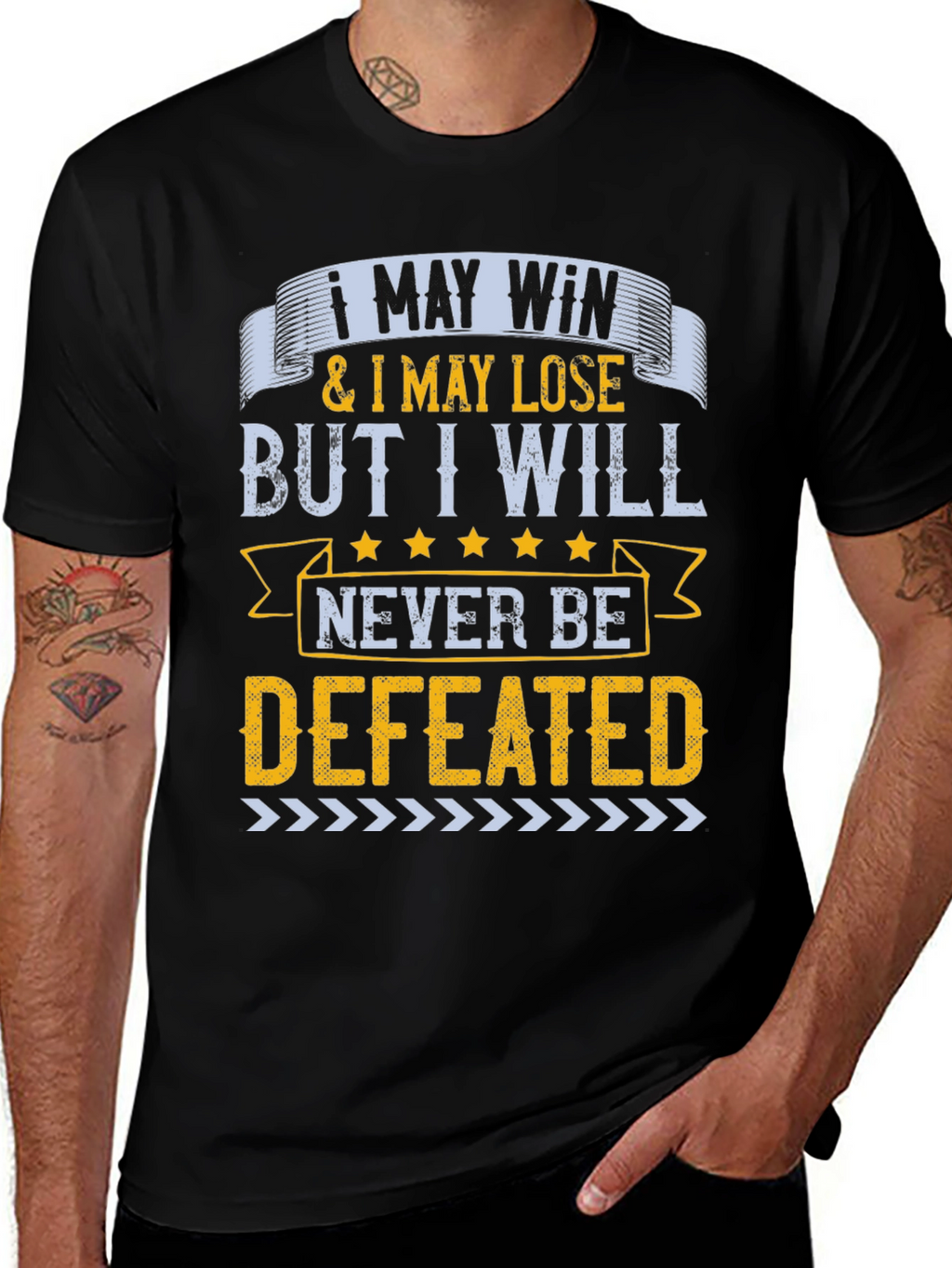 Motivational Never Defeated Graphic Tee