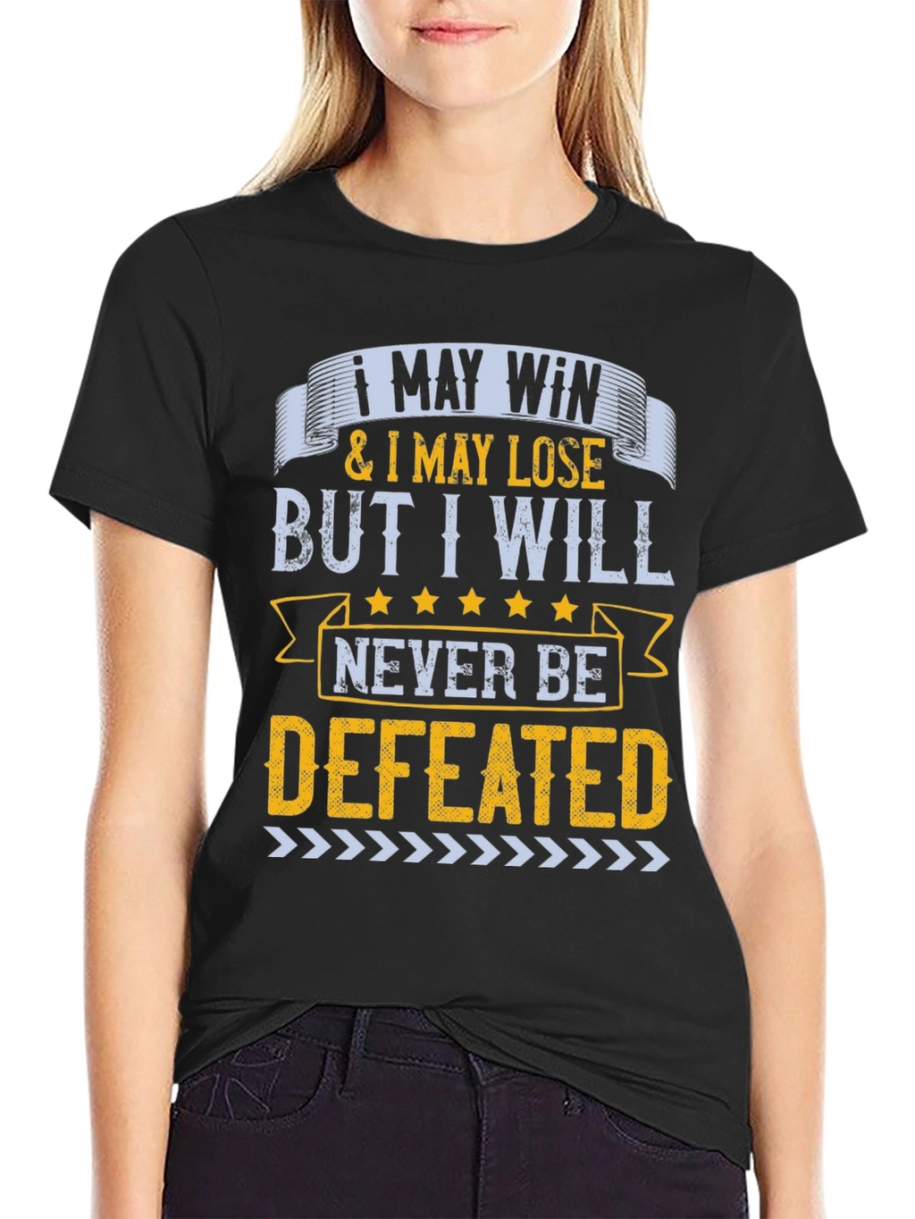 Motivational Never Defeated Graphic Tee