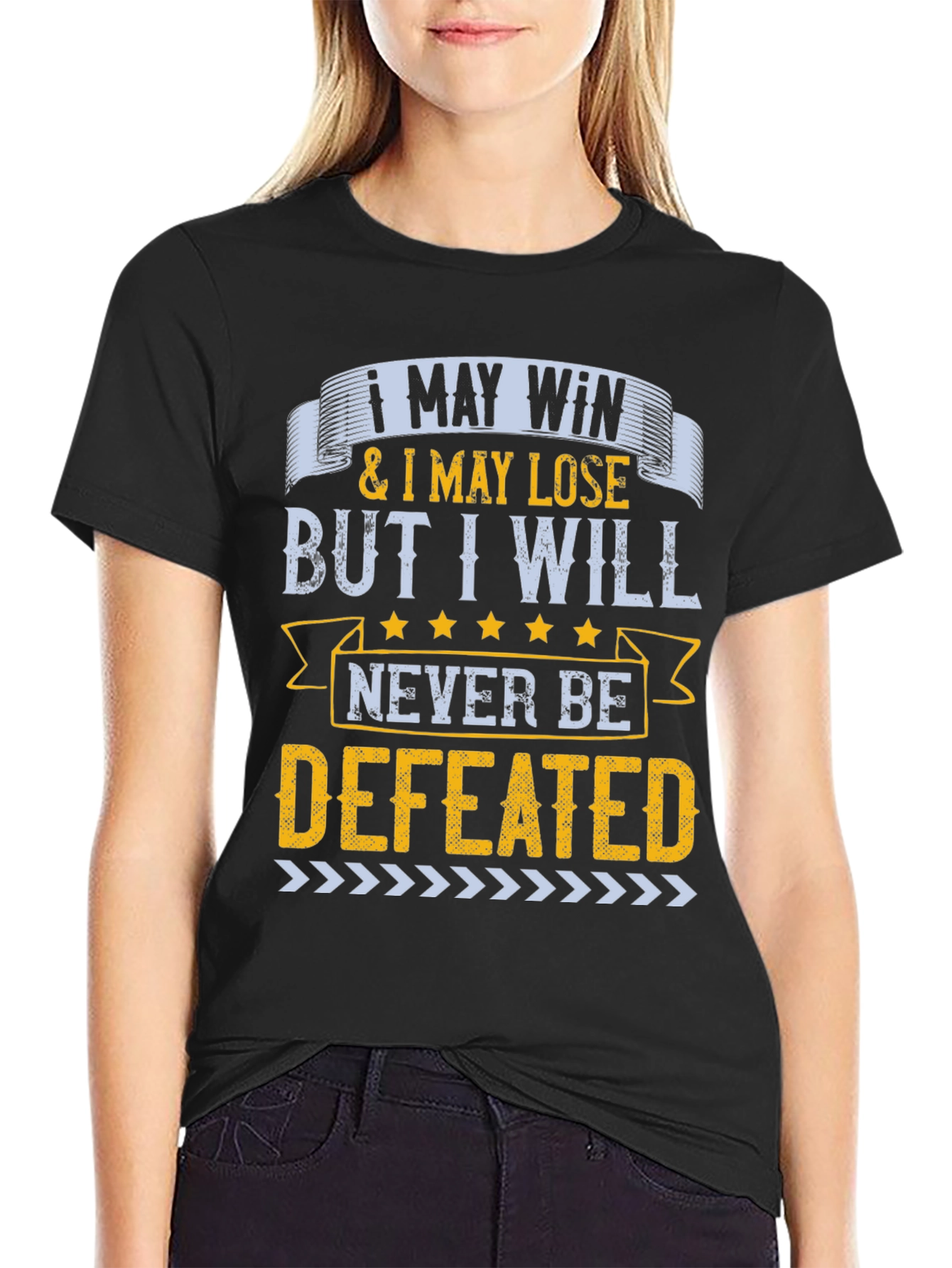 Motivational Never Defeated Graphic Tee