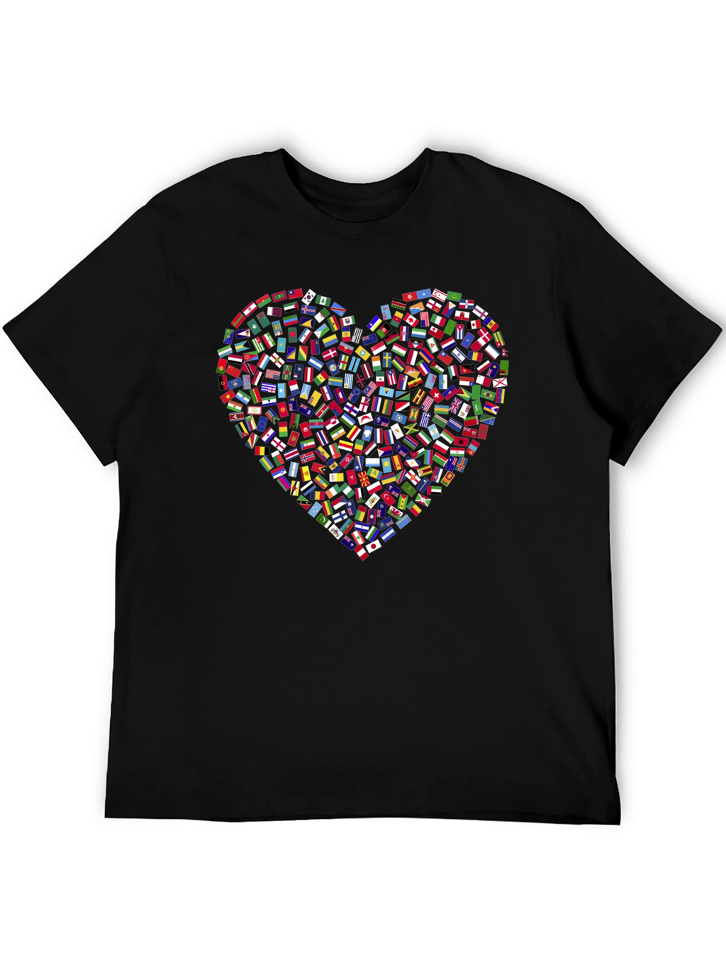 Global Love T-Shirt: Flags Heart Design