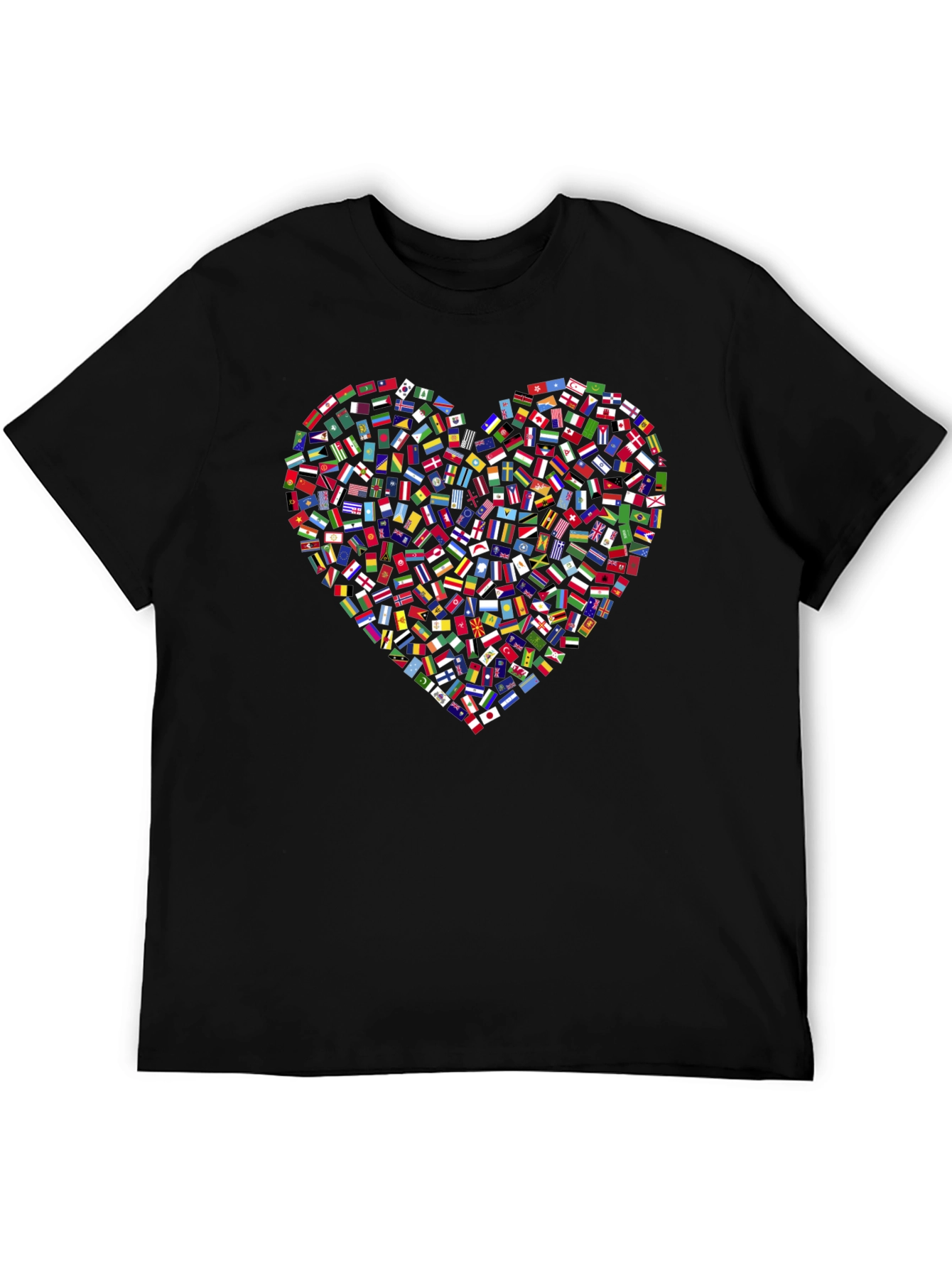 Global Love T-Shirt: Flags Heart Design