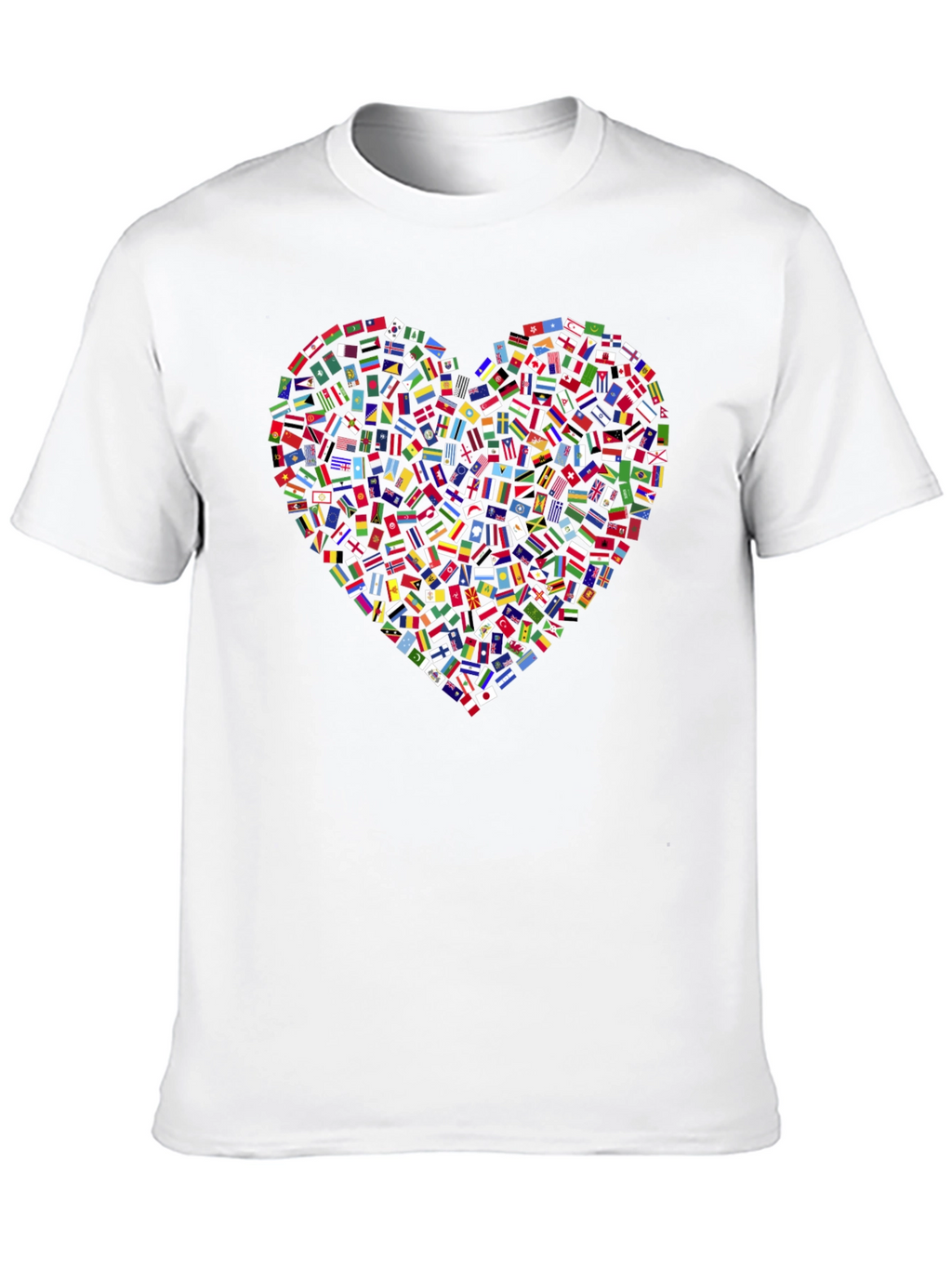 Global Love T-Shirt: Flags Heart Design