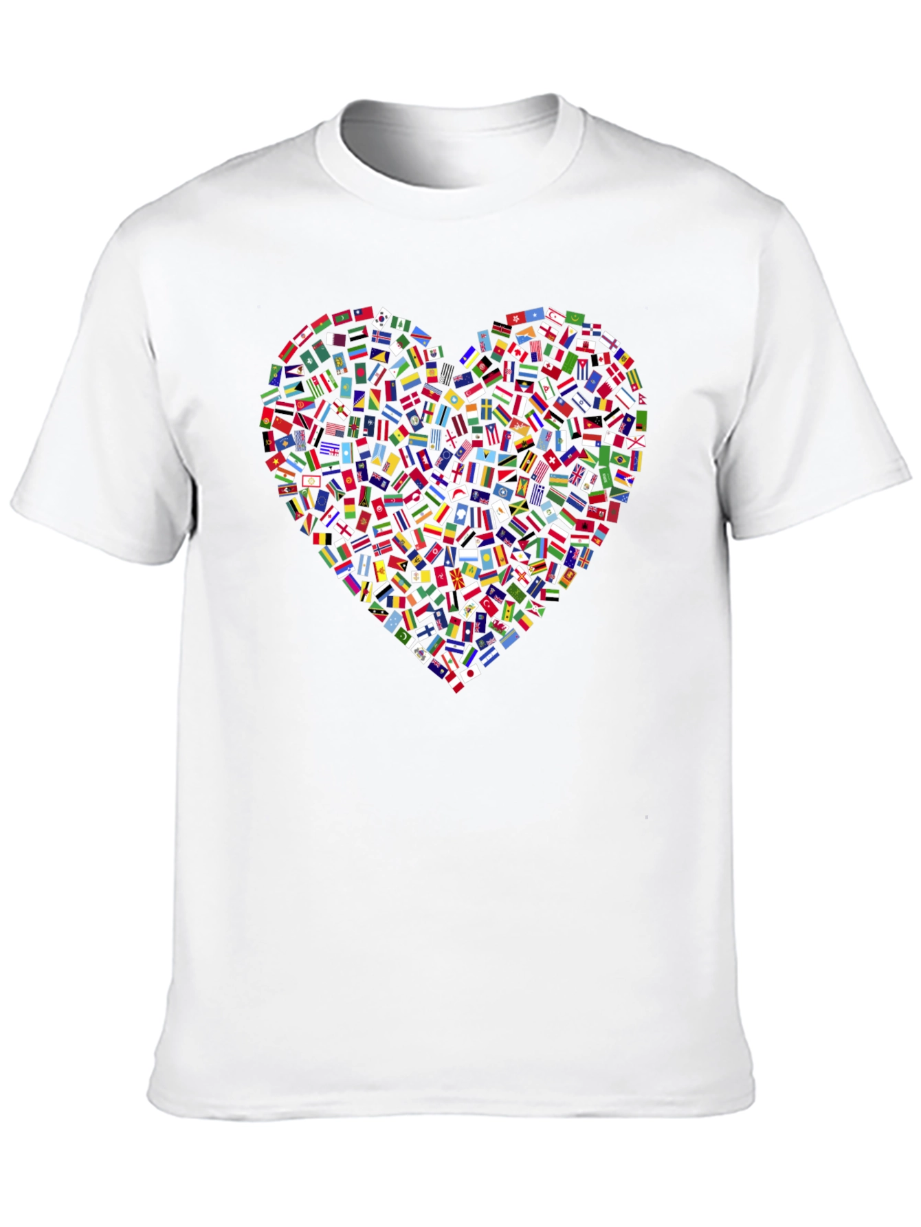 Global Love T-Shirt: Flags Heart Design