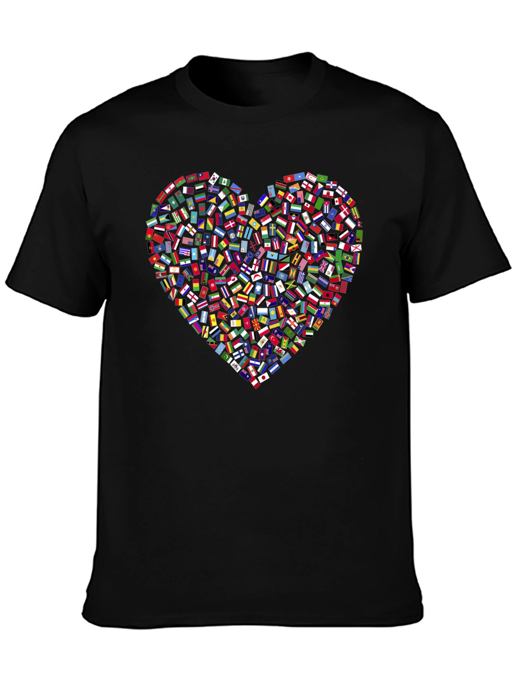 Global Love T-Shirt: Flags Heart Design