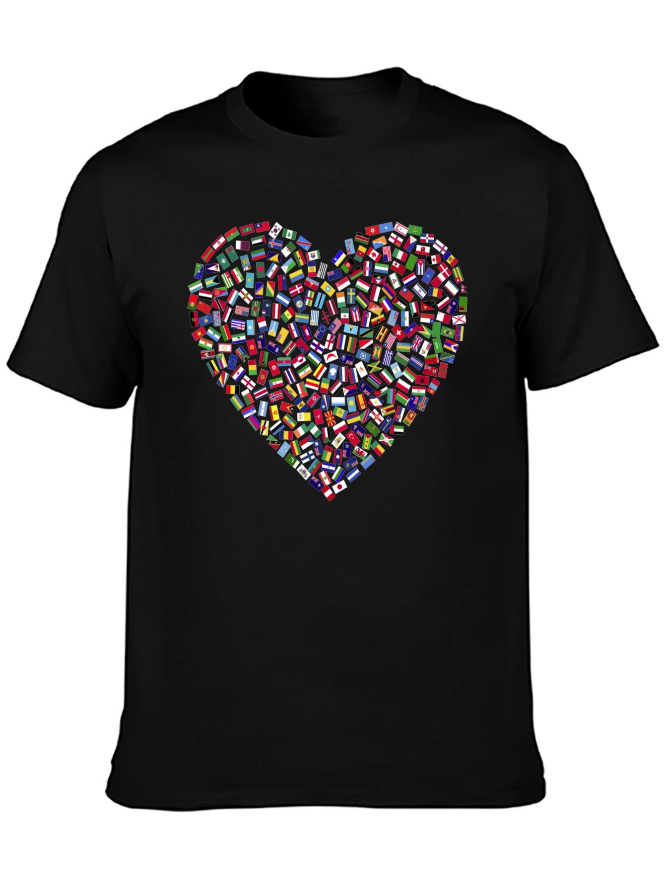 Global Love T-Shirt: Flags Heart Design