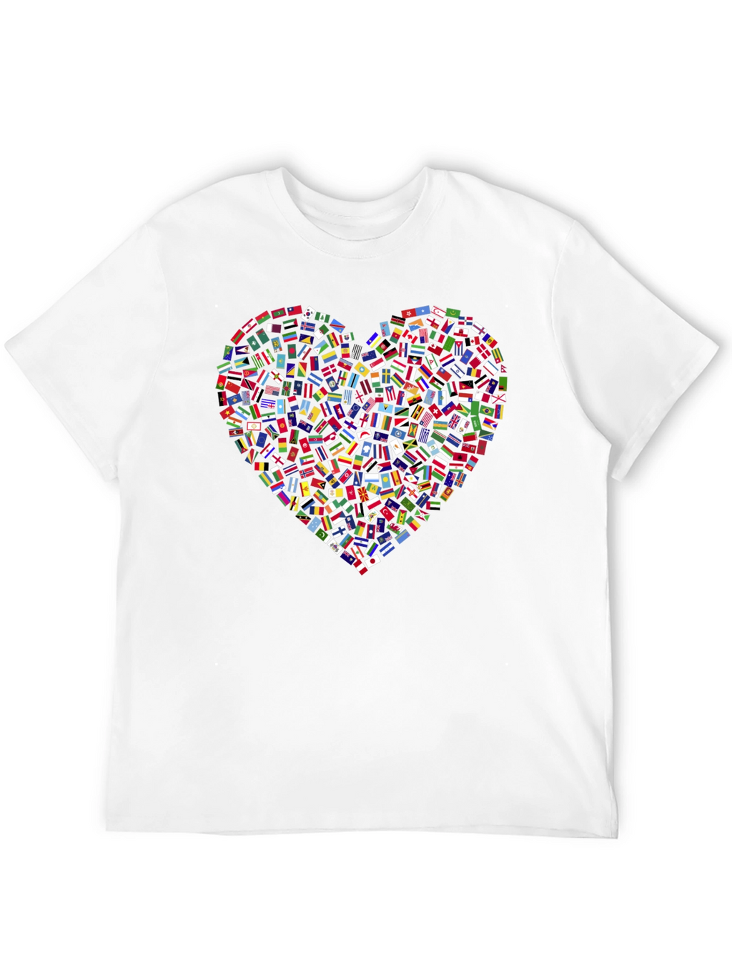 Global Love T-Shirt: Flags Heart Design