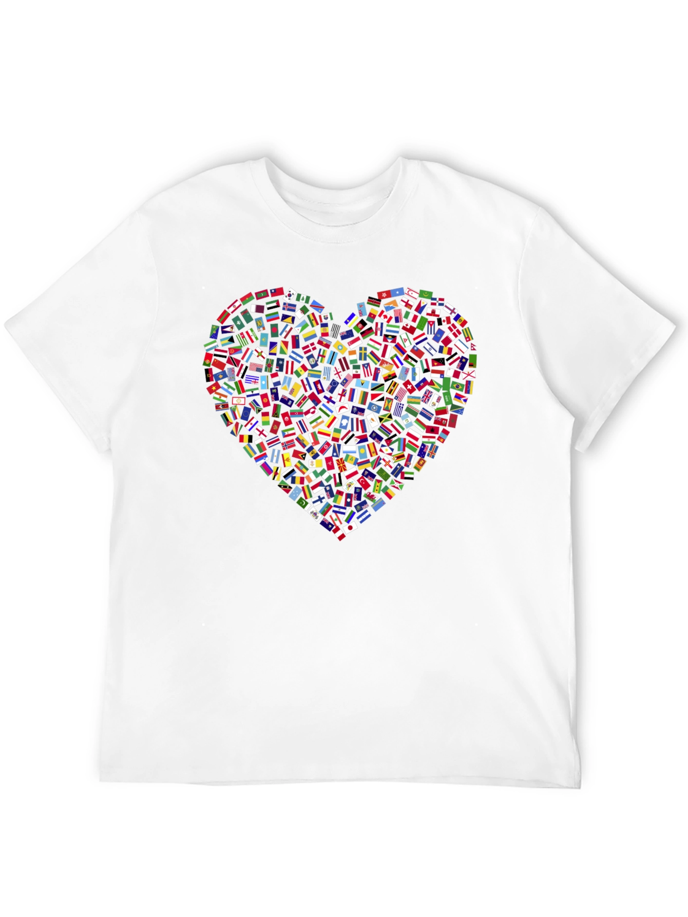 Global Love T-Shirt: Flags Heart Design