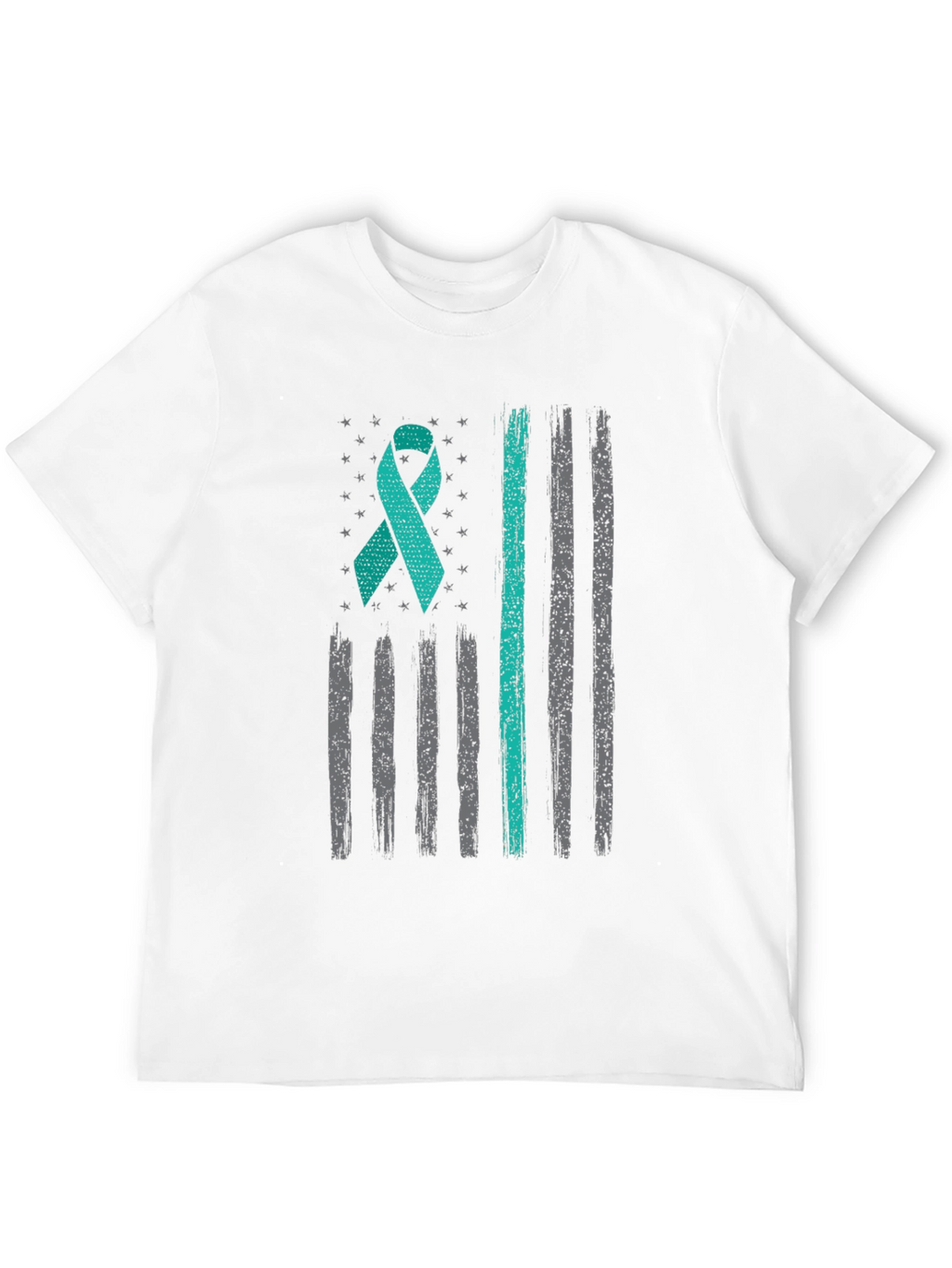 Teal Ribbon American Flag T-Shirt